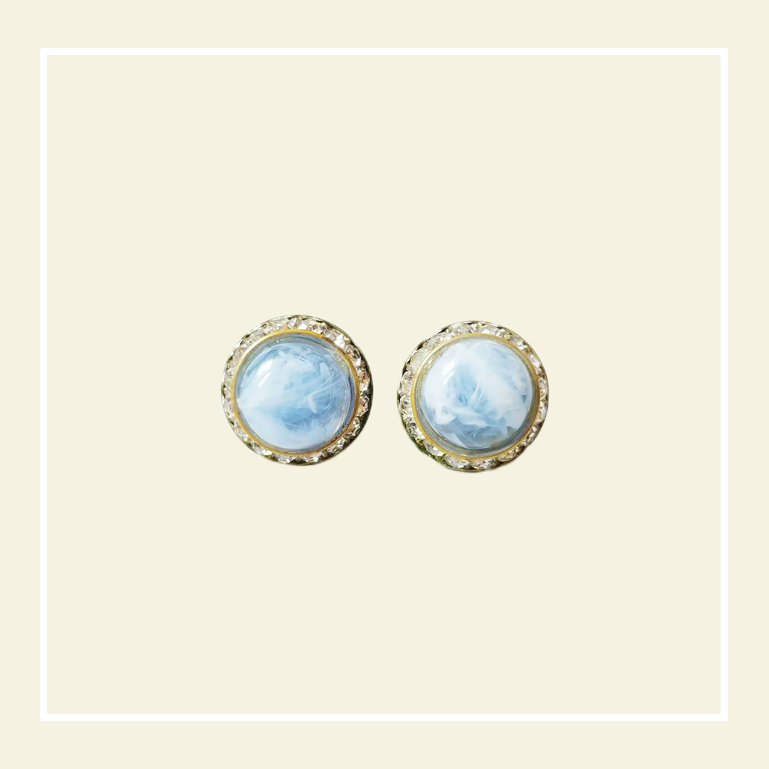 Blue Round Earrings