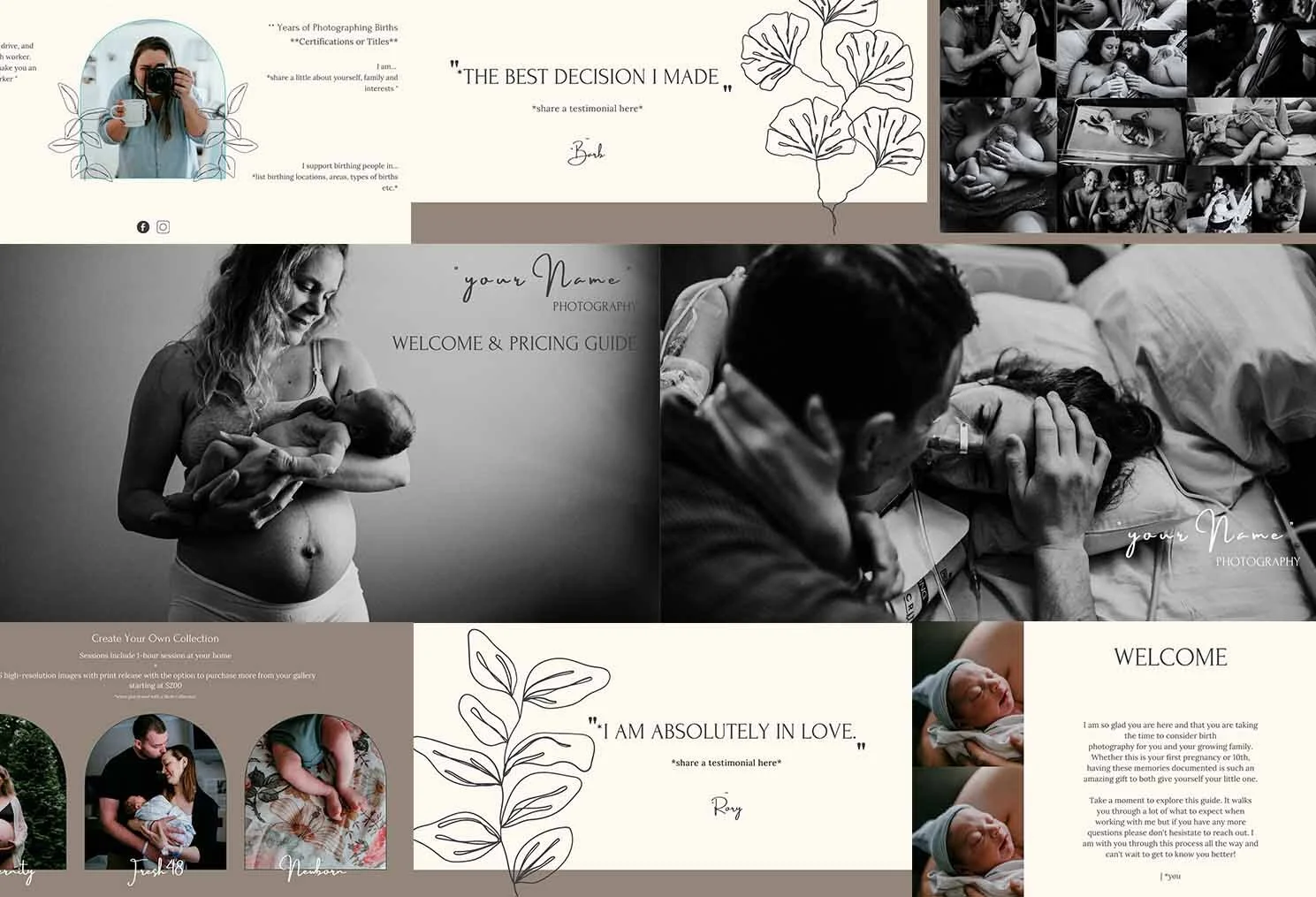 Welcome Guide & Pricing Guide : For Birth & Motherhood Photographers
