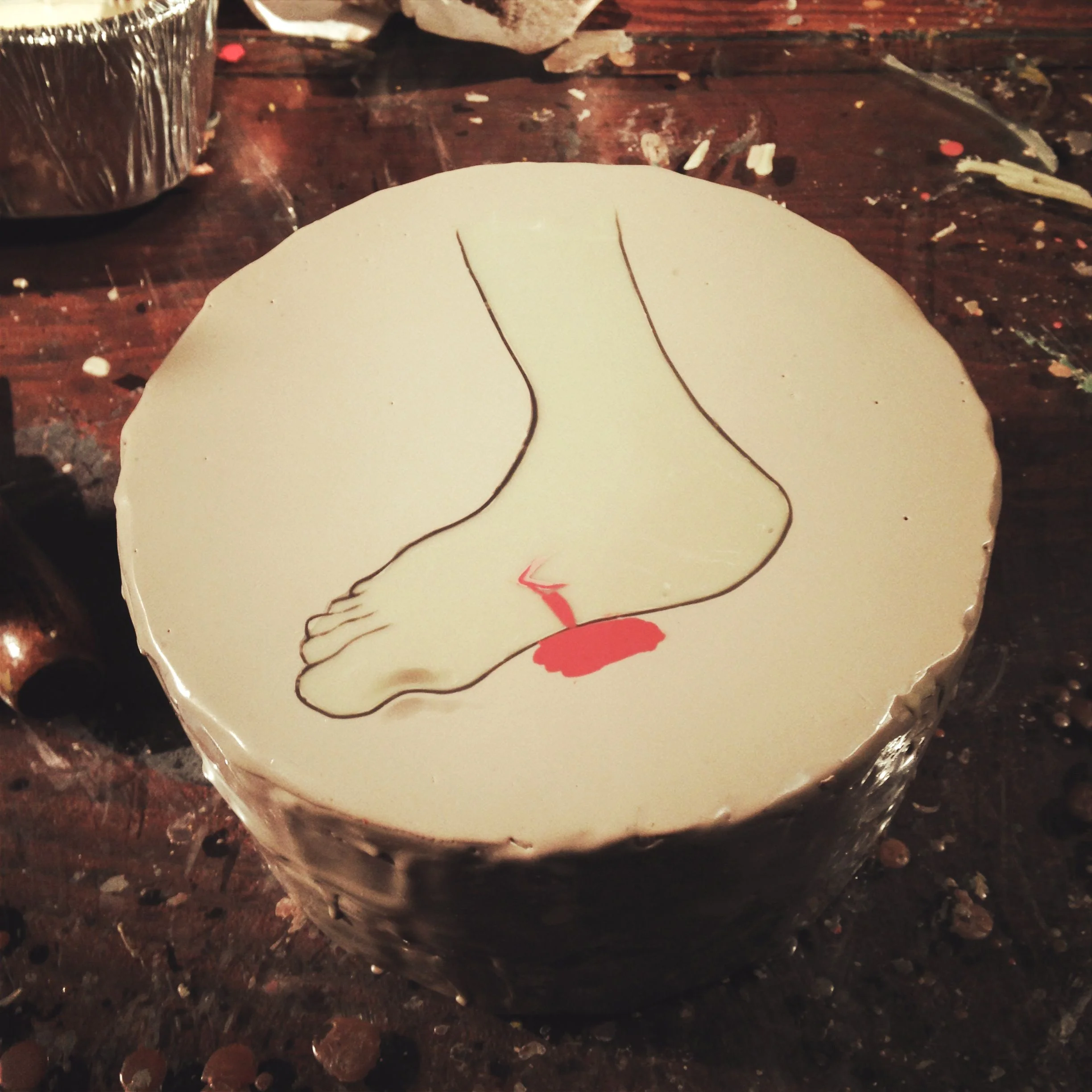 Axe Wound, encaustic