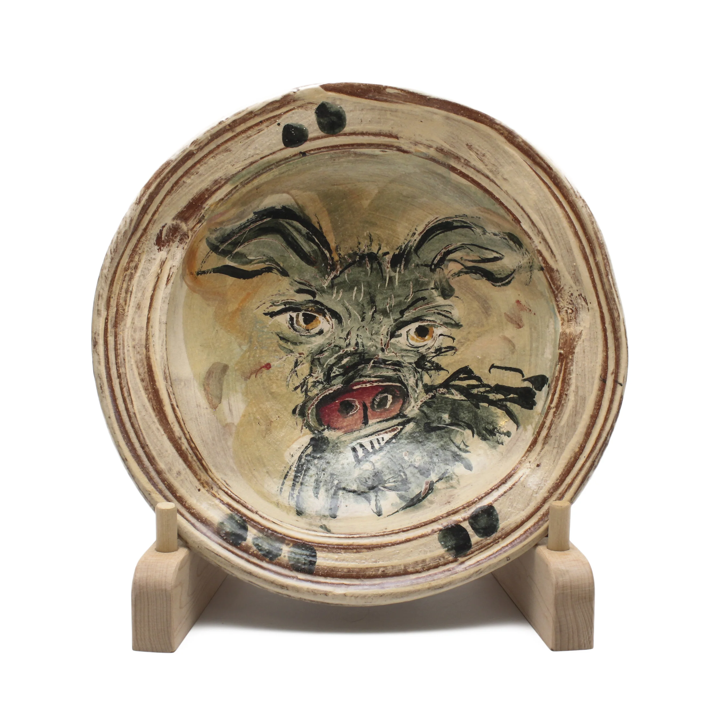 Grey Pig Shallow Bowl