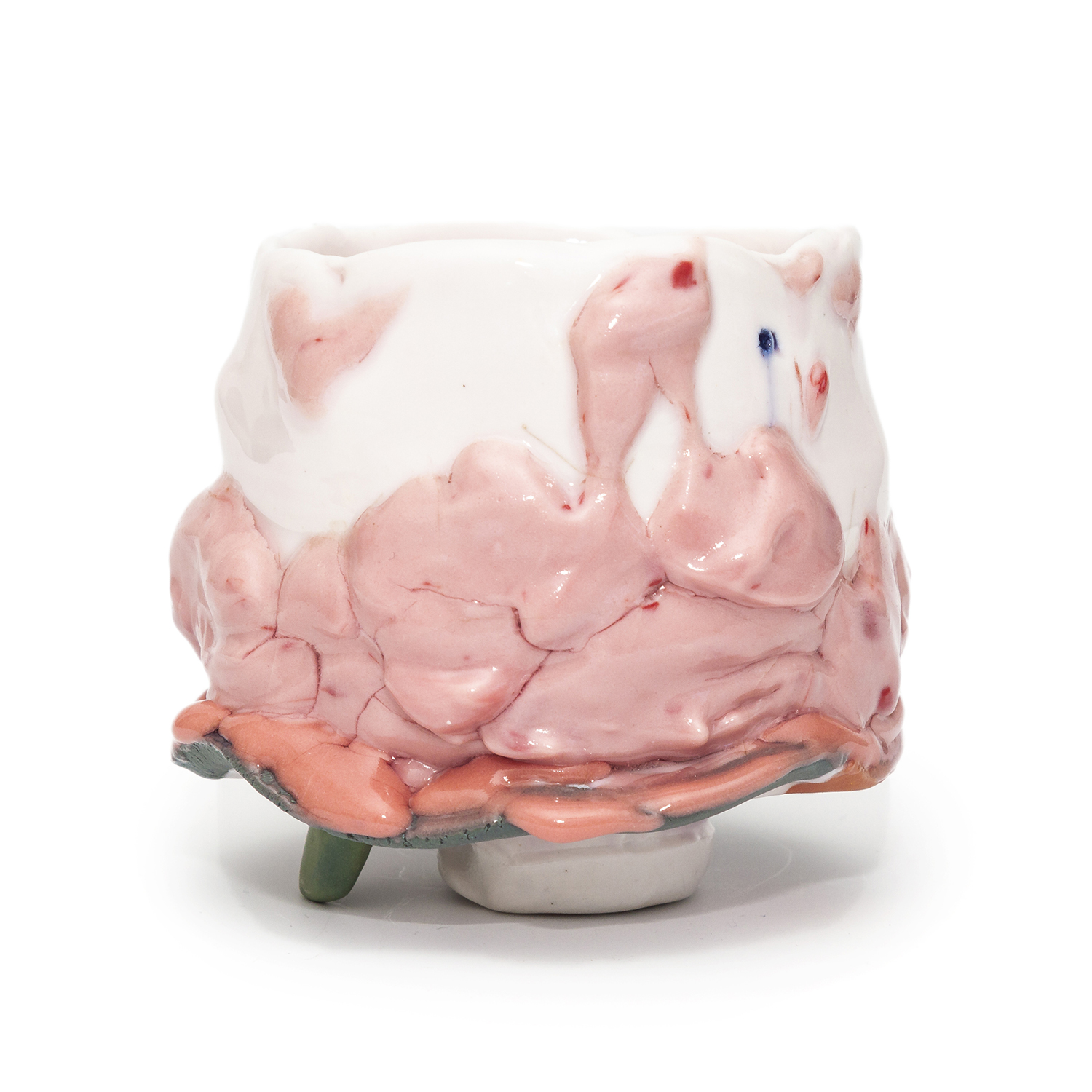   Pink Lady   Sold Out  colored porcelain and glazes, cone 11 oxidation 4 x 4 x 4" 2018 