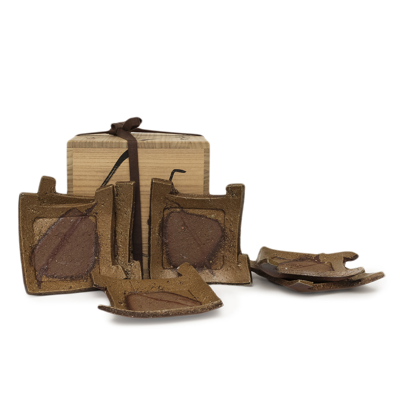 Ryuichi Kakurezaki - Bizen Plates with Box (INV# PS165)