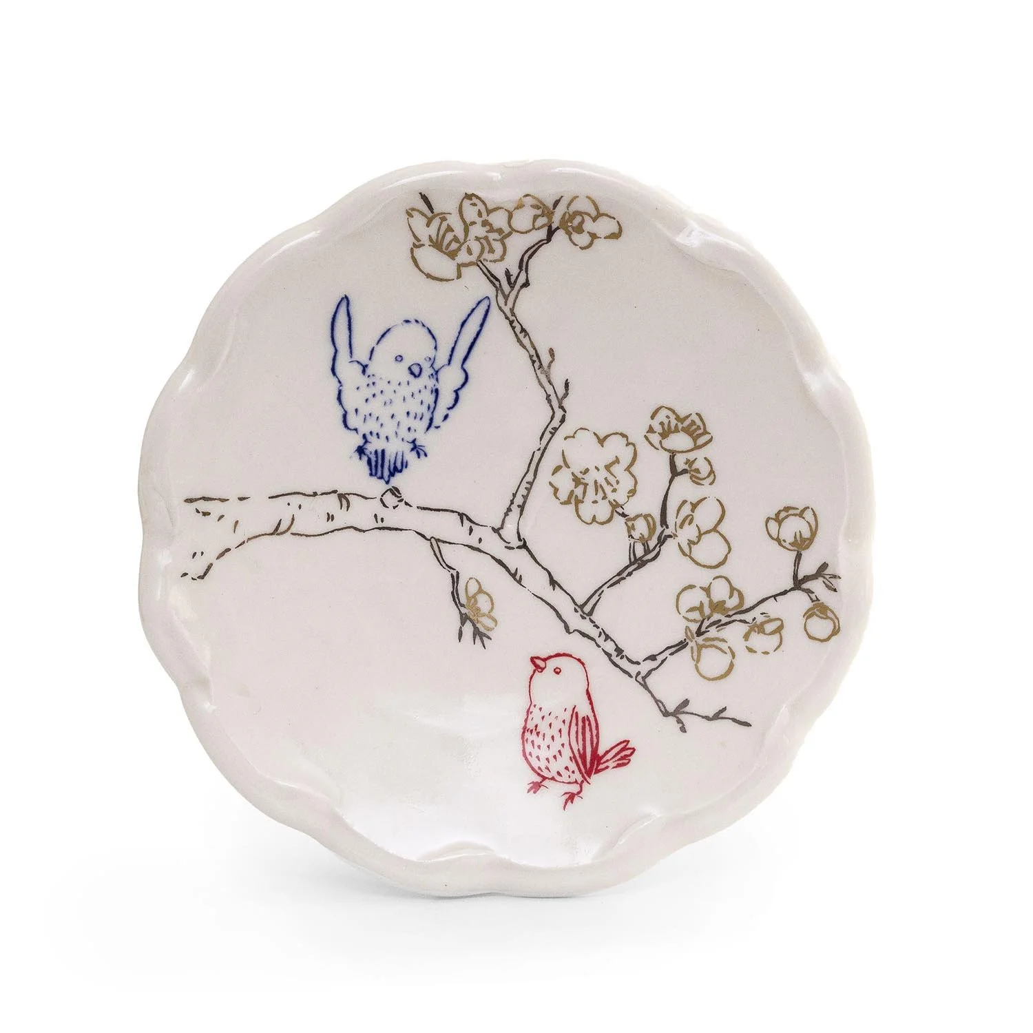 Scalloped Plate with Birds on Branch (INV# NP3905)