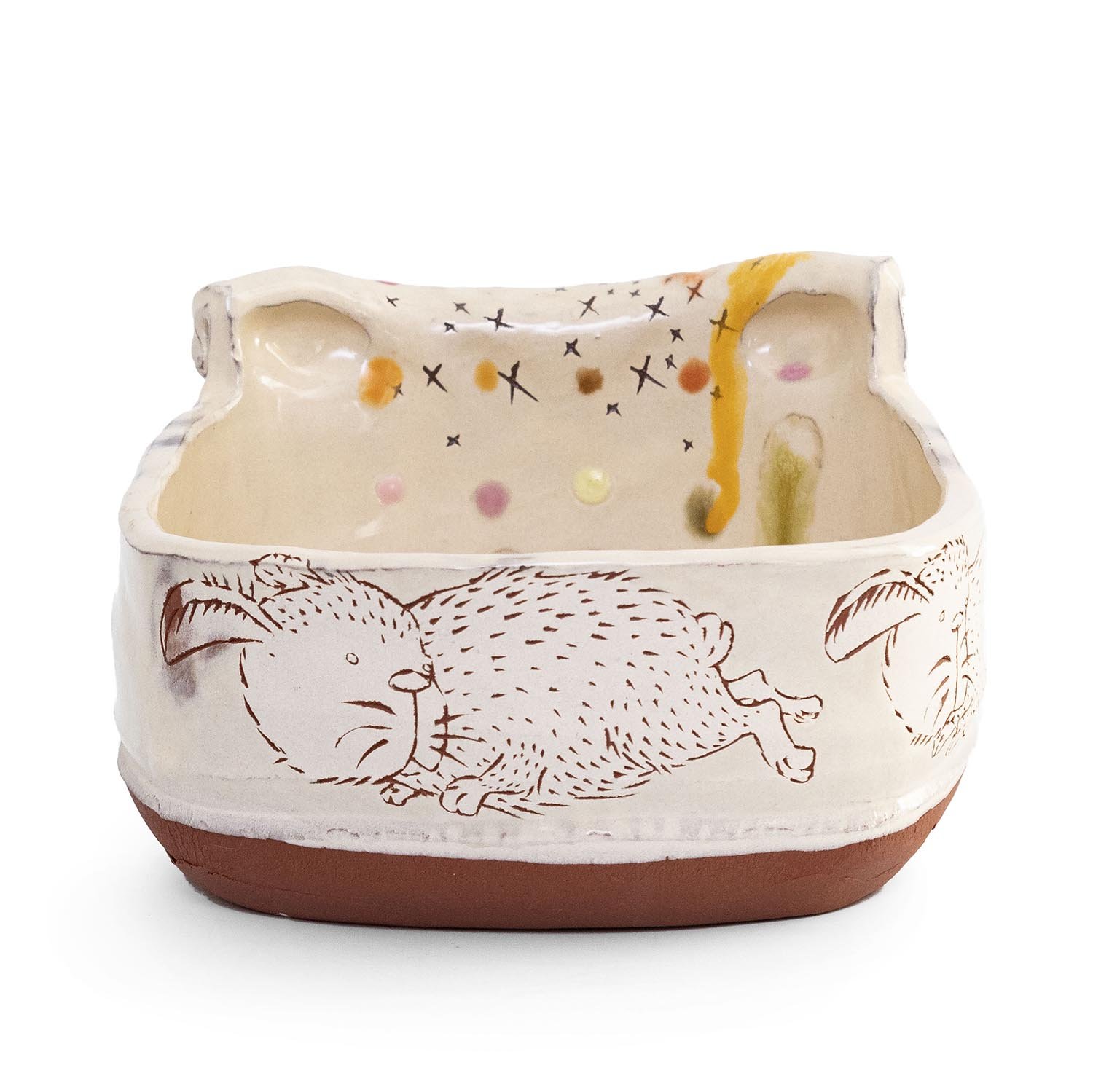Large Rabbit Bowl with Handle (INV# NP3898)