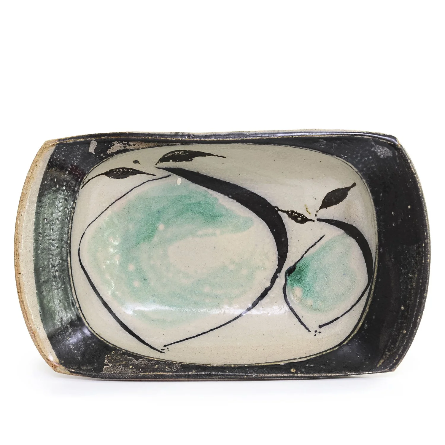 Rectangular Peach Motif Bowl (INV# NP3939)