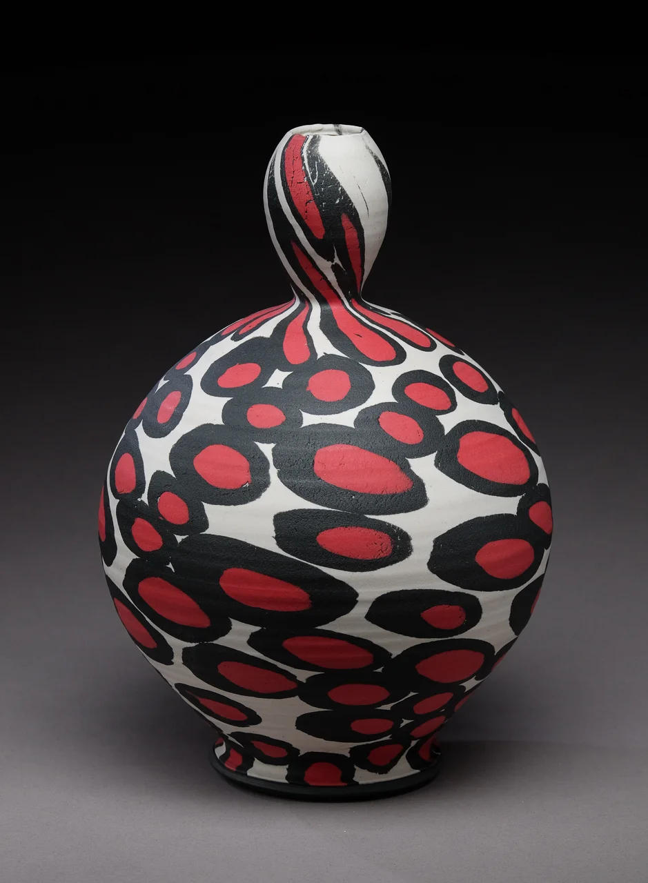 CoryBrown-CoryBrownPottery-4-RedBlackWhiteDotBottle.jpg