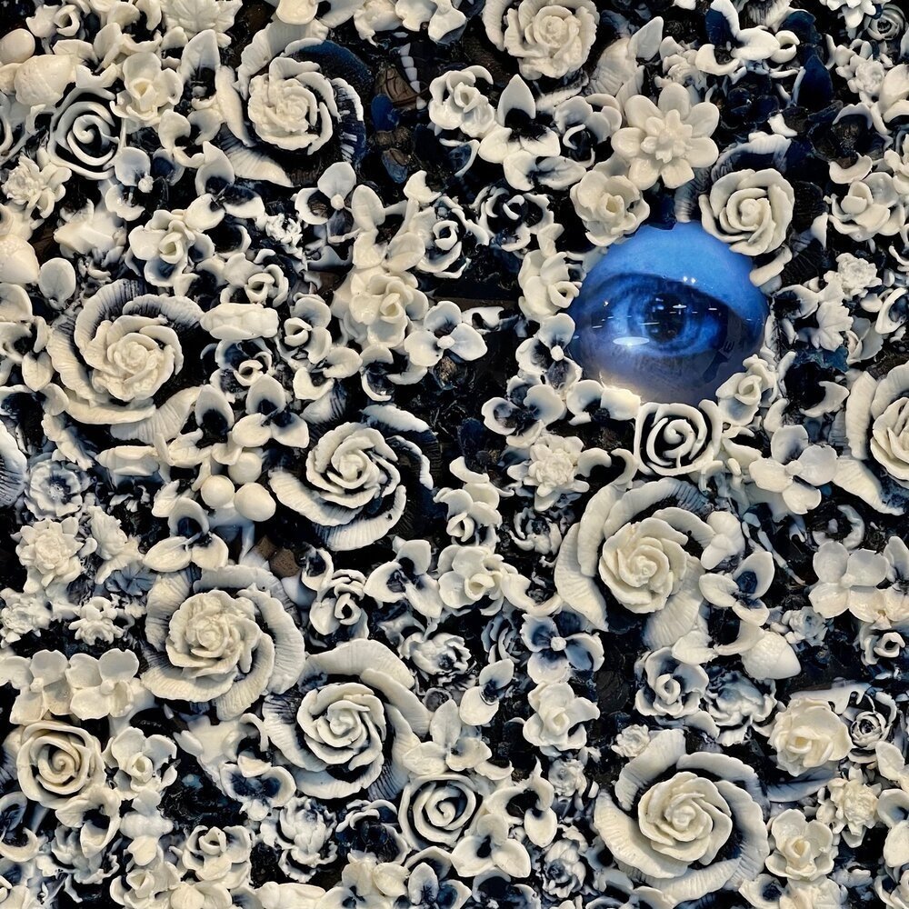 rose et or Handmade Table Cercle Confettis-bleu marine