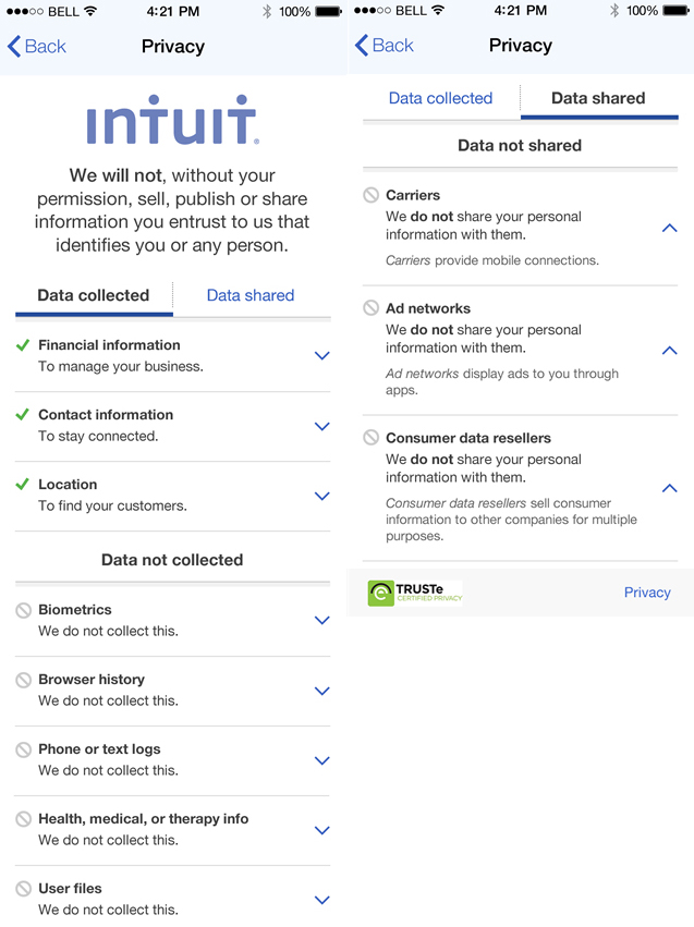 Intuit incorporated the short-form notice in Intuit Quickbooks Online.