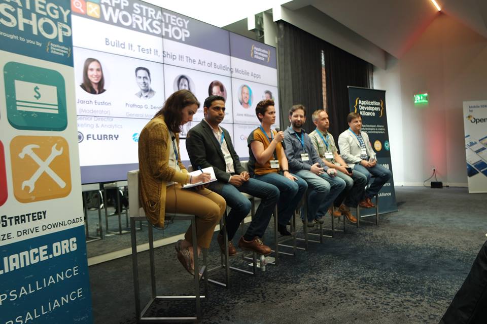 From L to R: Jarah Euston (Flurry), Prathap G. Dendi (Ship.io), Amanda Richardson (HotelTonight), Paul Cutsinger (Amazon Appstore), Jarek Wilkiewicz (Google), Mike Brough (M2Catalyst)