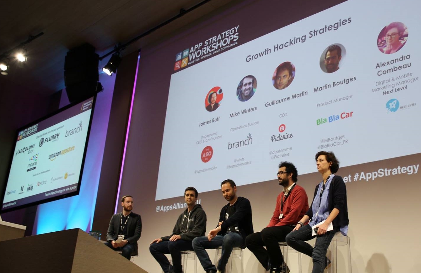 Speaking on the topic of Growth Hacking Strategies were&nbsp;Mike Winters, Operations Europe, Branch Metrics,&nbsp;Guillaume Martin, CEO, Pictarine,&nbsp;Martin Boutges, Product Manager, BlaBlaCar,&nbsp;Alexandra Combeau, Digital &amp; Mobile Market…