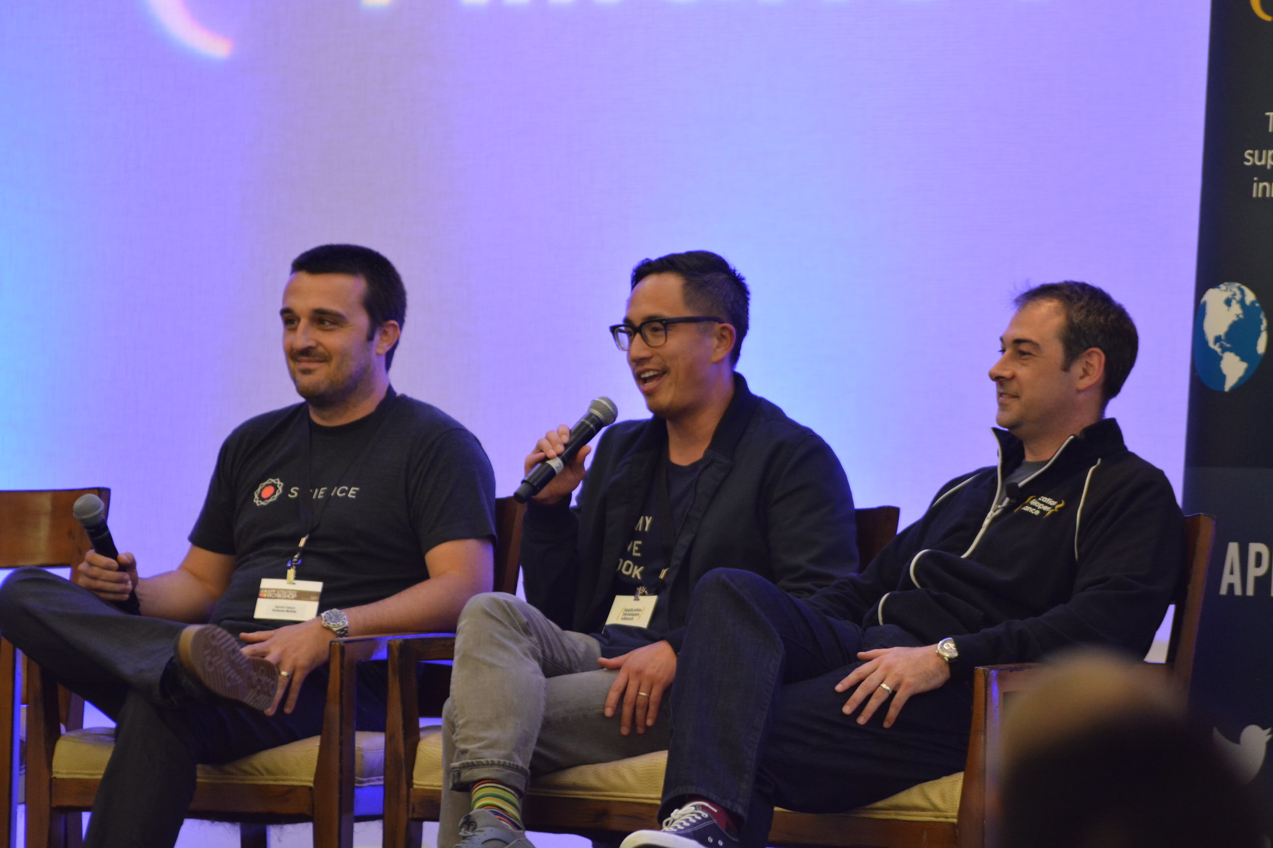 This panel features Jake Ward (CEO and President, App Developers Alliance), Nikao Yang (EVP of Global Publishing, AdColony), and Benoit Vatere (General Manager, Science Mobile)