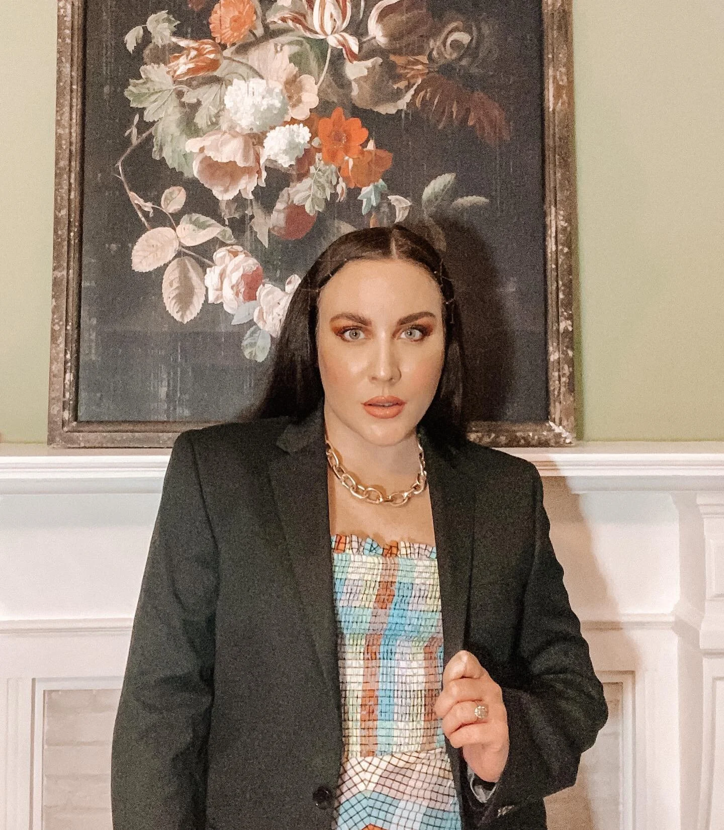 Got all dressed up to film TikToks and it needed to be documented. Also, you can borrow this @ganni dress of mine over on @byrotationofficial if you want to!