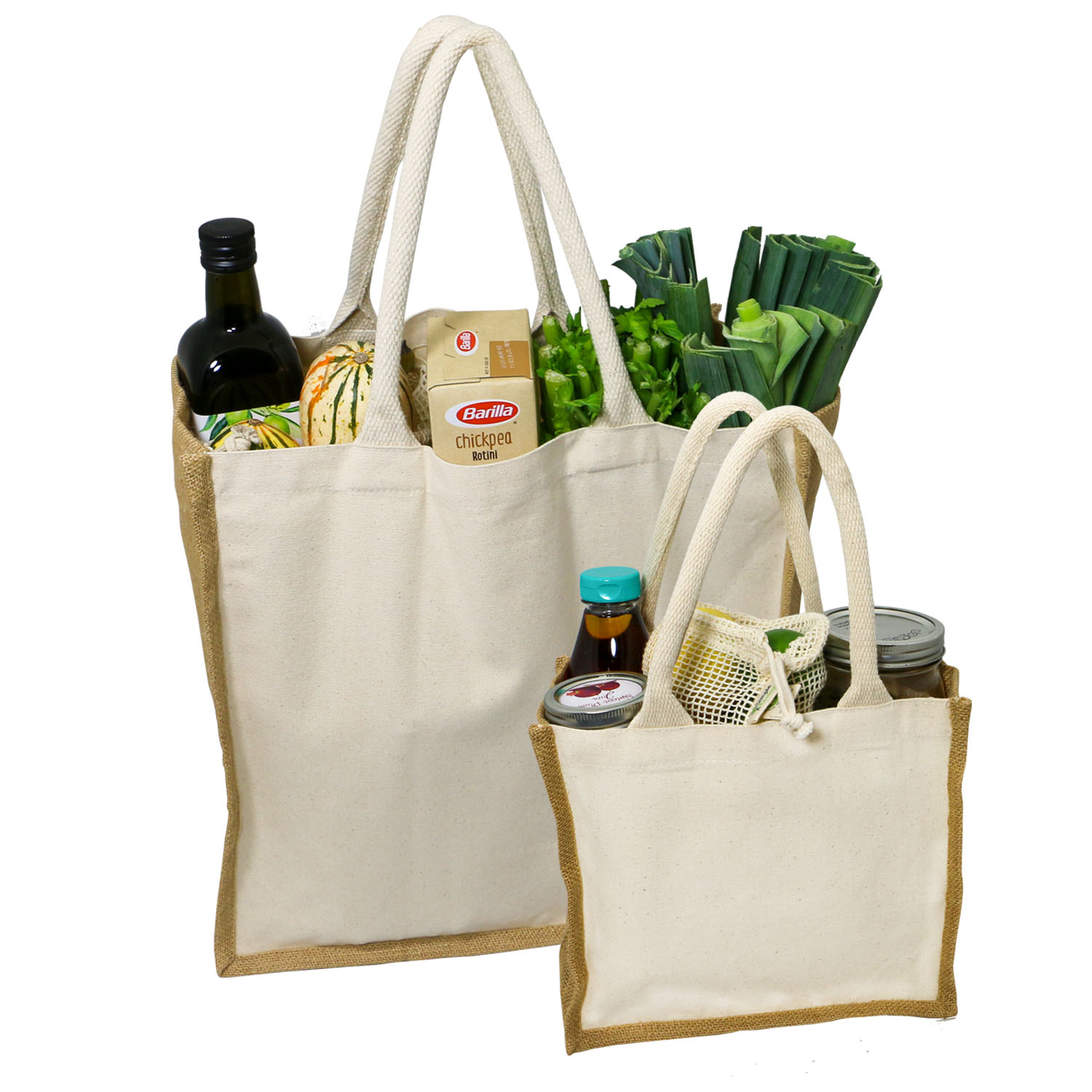 NEW TRADER JOE'S QTY 2 REUSABLE CLOTH CANVAS HEAVY DUTY TOTE GROCERY ECO BAGS 