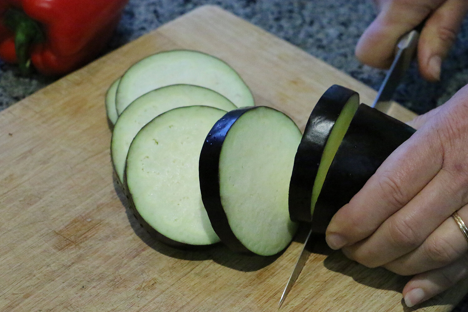 Slicing zucchini &amp; eggplants