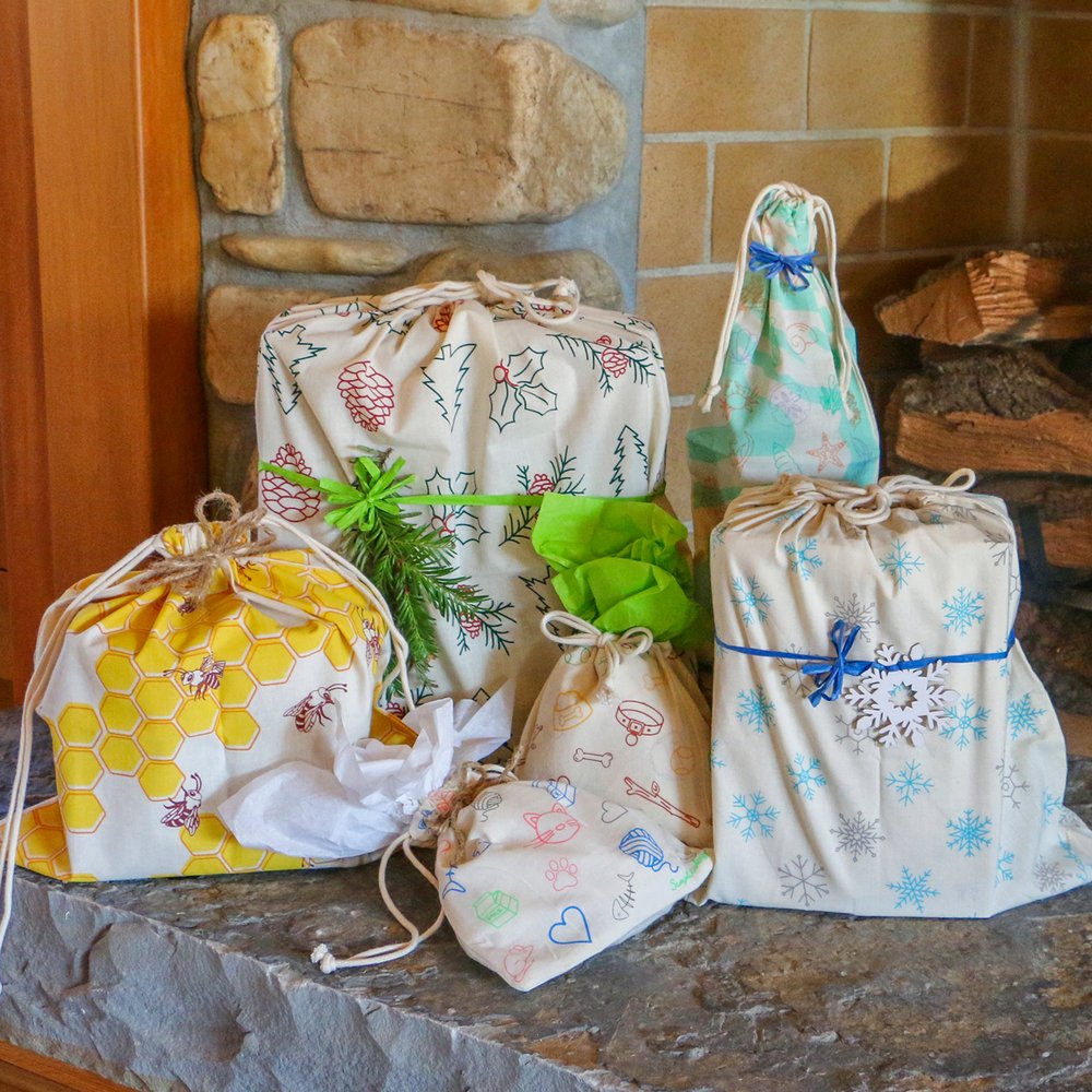 Fabric Gift Bags, Large, Medium, Small, Drawstring Bag, Kids Gift