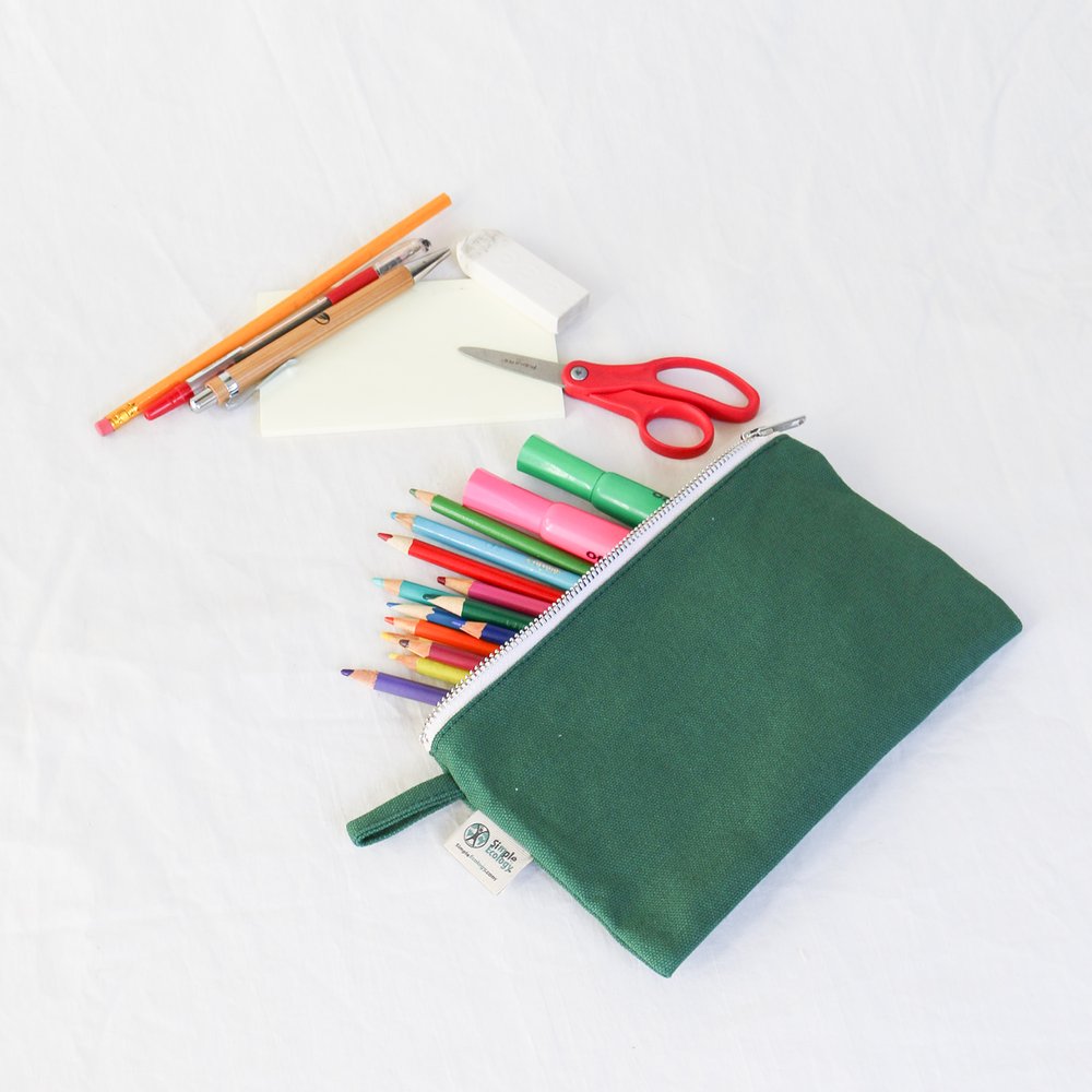 Organic Cotton Zipper Pouch for Pencils, Makeup, and More