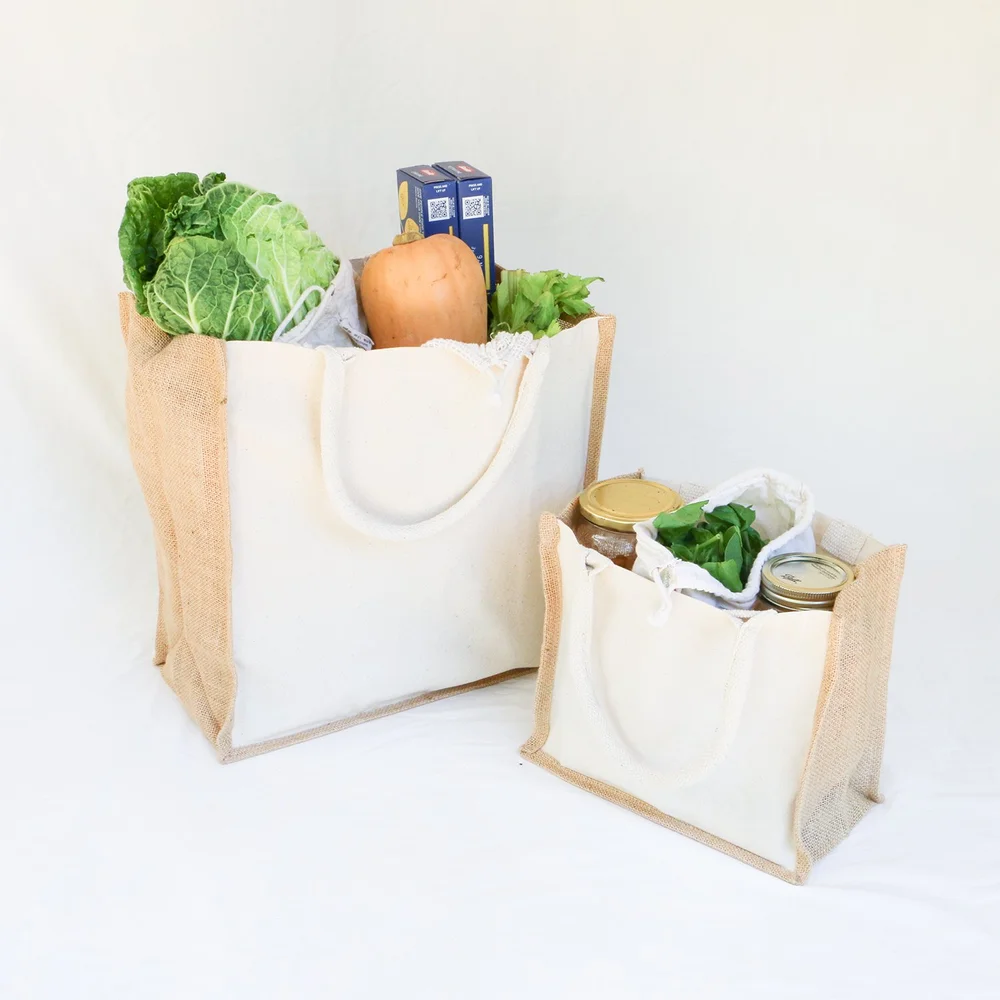Organic Canvas Jute Tote, Jar, Grocery Shopping Bags — Simple