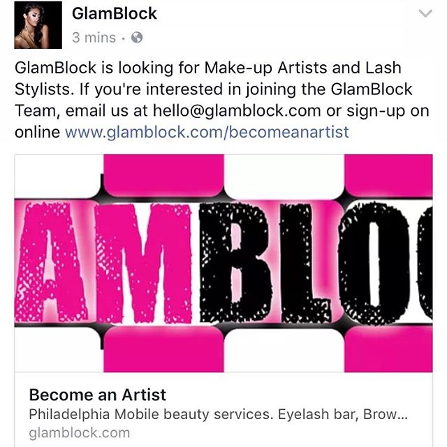 GlamBlock is looking for MUAs &amp; Lash Stylists! Email us if you're interested in joining our team. hello@glamblock.com