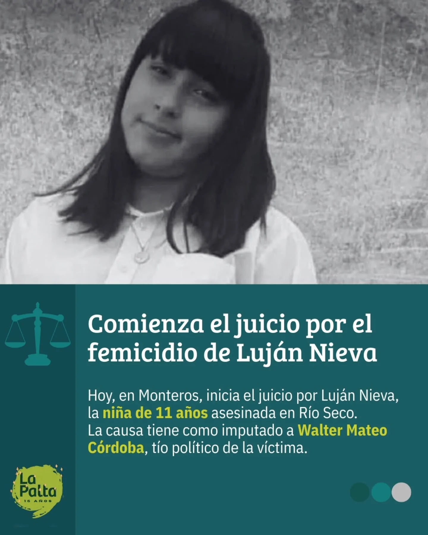 ⚖ A m&aacute;s de un a&ntilde;o del femicidio de Luj&aacute;n Nieva, hoy comenz&oacute; el juicio en Monteros contra Walter Mateo C&oacute;rdoba, t&iacute;o pol&iacute;tico de la ni&ntilde;a. Luj&aacute;n ten&iacute;a 11 a&ntilde;os. Su familia y la 