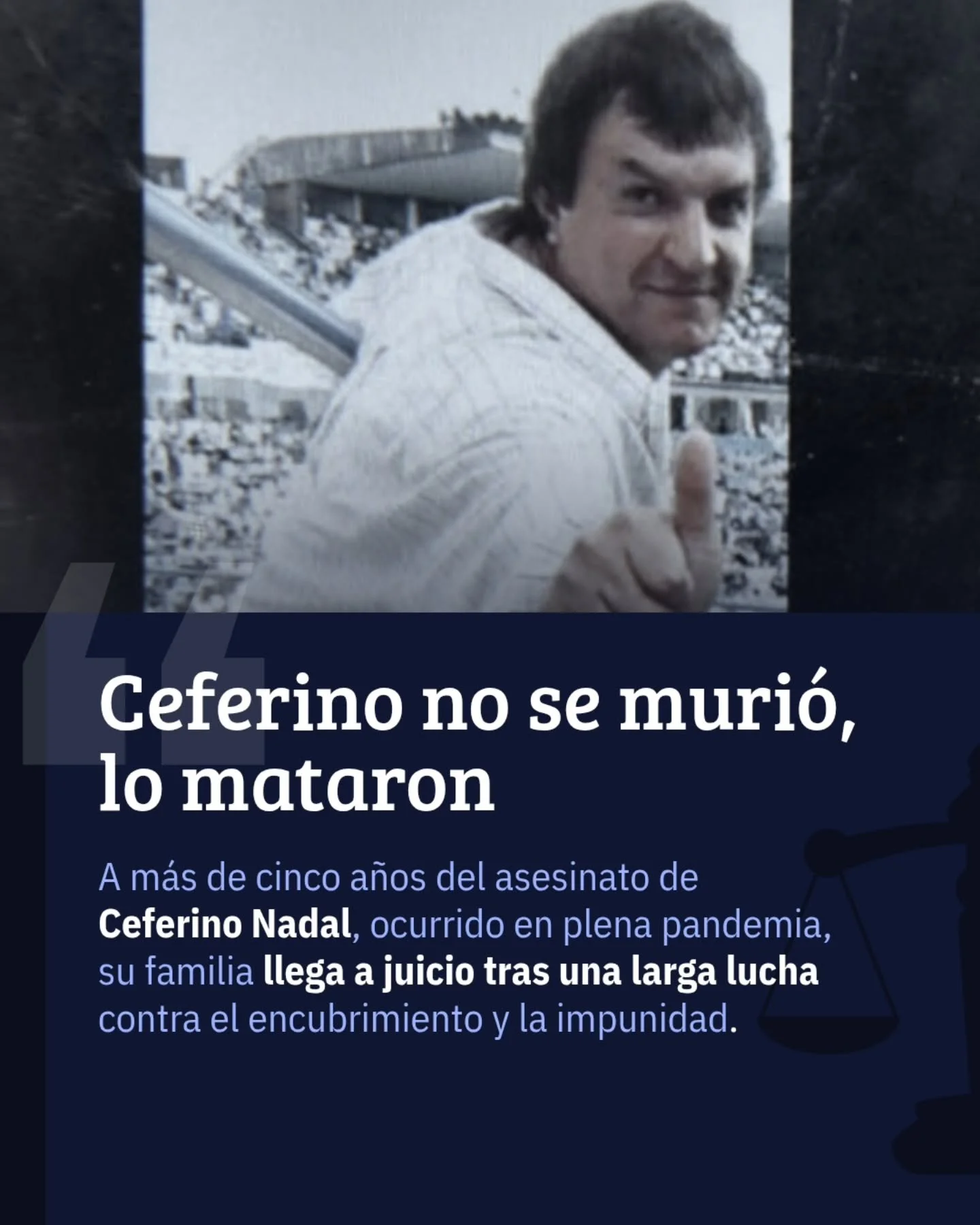 ⚖️ Gatillo f&aacute;cil: a cinco a&ntilde;os del crimen de Ceferino Nadal, su familia busca justicia
⚖️

📢 Cinco a&ntilde;os despu&eacute;s del crimen de Ceferino Nadal, comienza el juicio por su muerte, ocurrida en pleno centro de San Miguel de Tuc