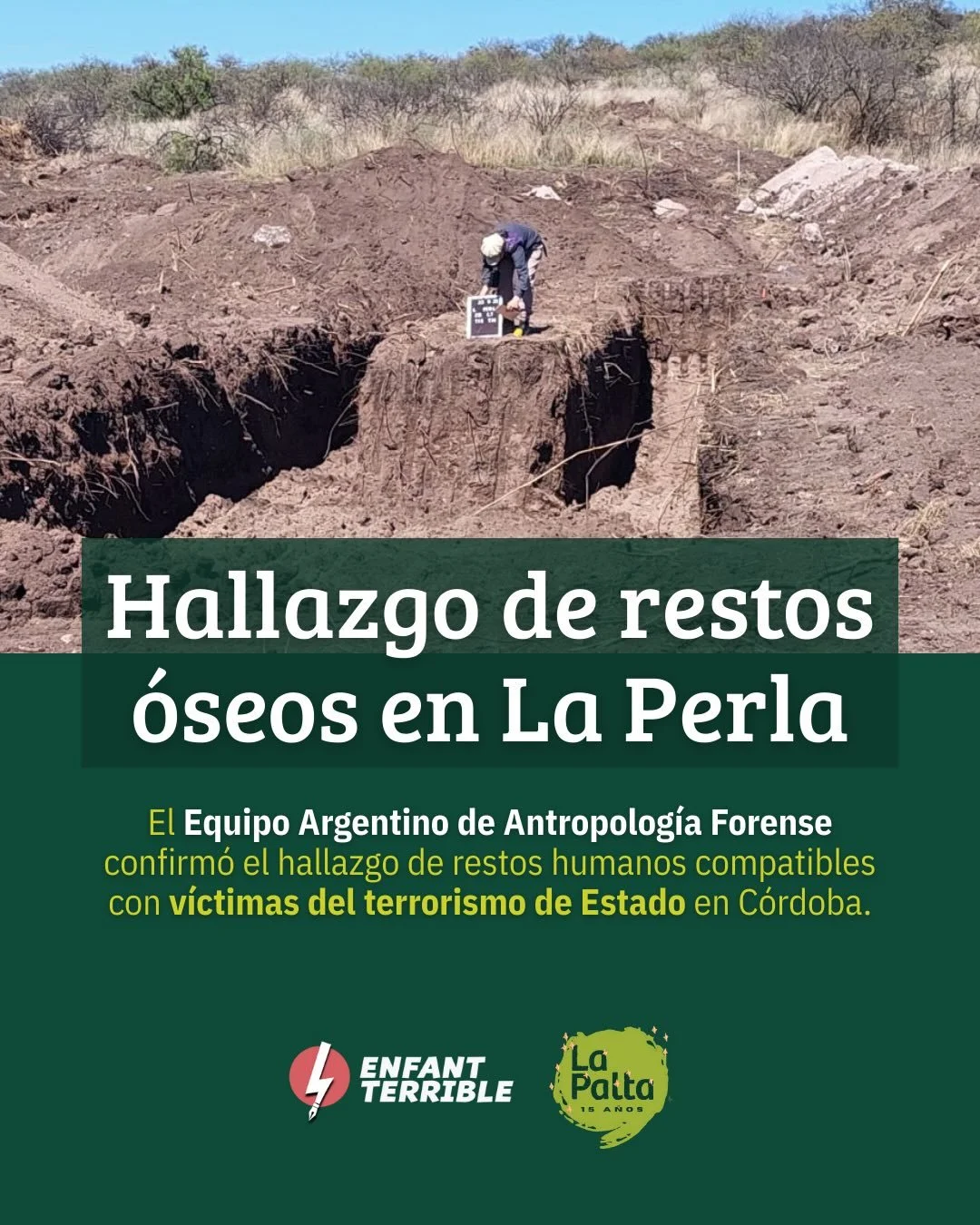 👉 Confirman hallazgo de restos compatibles con v&iacute;ctimas del terrorismo de Estado en La Perla. 

El expediente judicial que impuls&oacute; esta b&uacute;squeda se inici&oacute; en 1998, a partir de una presentaci&oacute;n realizada por el Prem