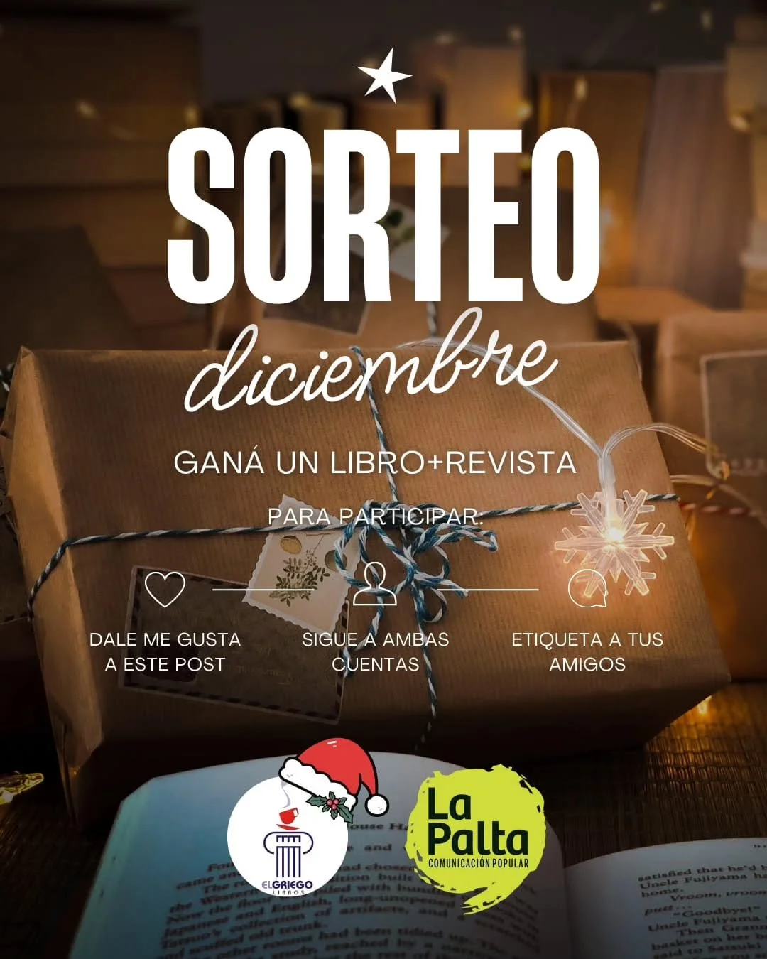 🥳 SORTEO 🎄

🥑✨ Lanzamos este sorteo junto a @elgriegolibros para celebrar un gran a&ntilde;o en Comunidad 

👉 PARA PARTICIPAR: 
1. Segu&iacute; a ambas cuentas (@lapalta__ y @elgriegolibros ) 
2. Etiqueta a tus amigues (m&aacute;s comentarios m&a