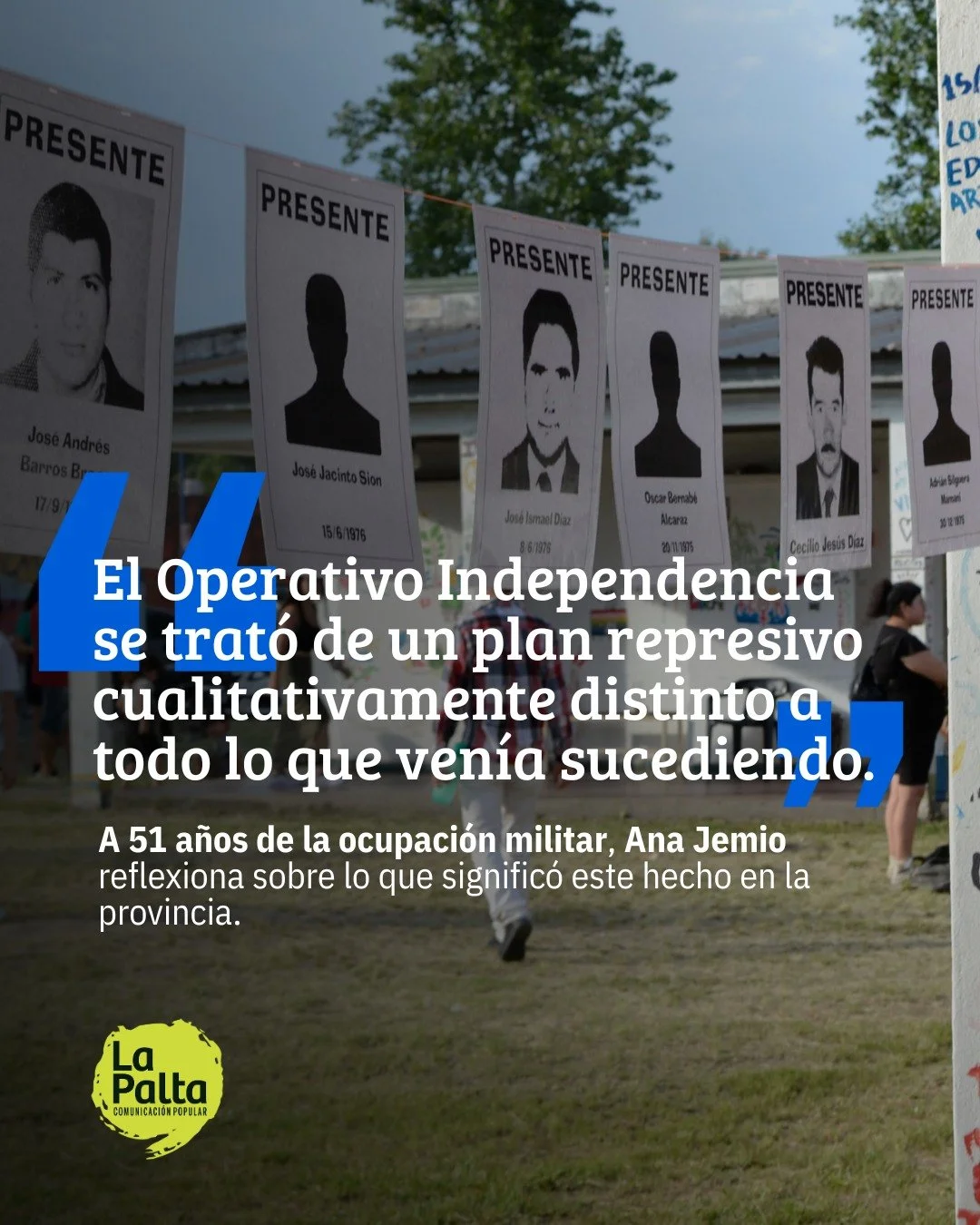 ℹ El Operativo Independencia en 1975 marc&oacute; un quiebre en la historia argentina: fue el laboratorio del plan sistem&aacute;tico de desaparici&oacute;n y exterminio que luego se replicar&iacute;a en todo el pa&iacute;s. 

👉 A trav&eacute;s de u