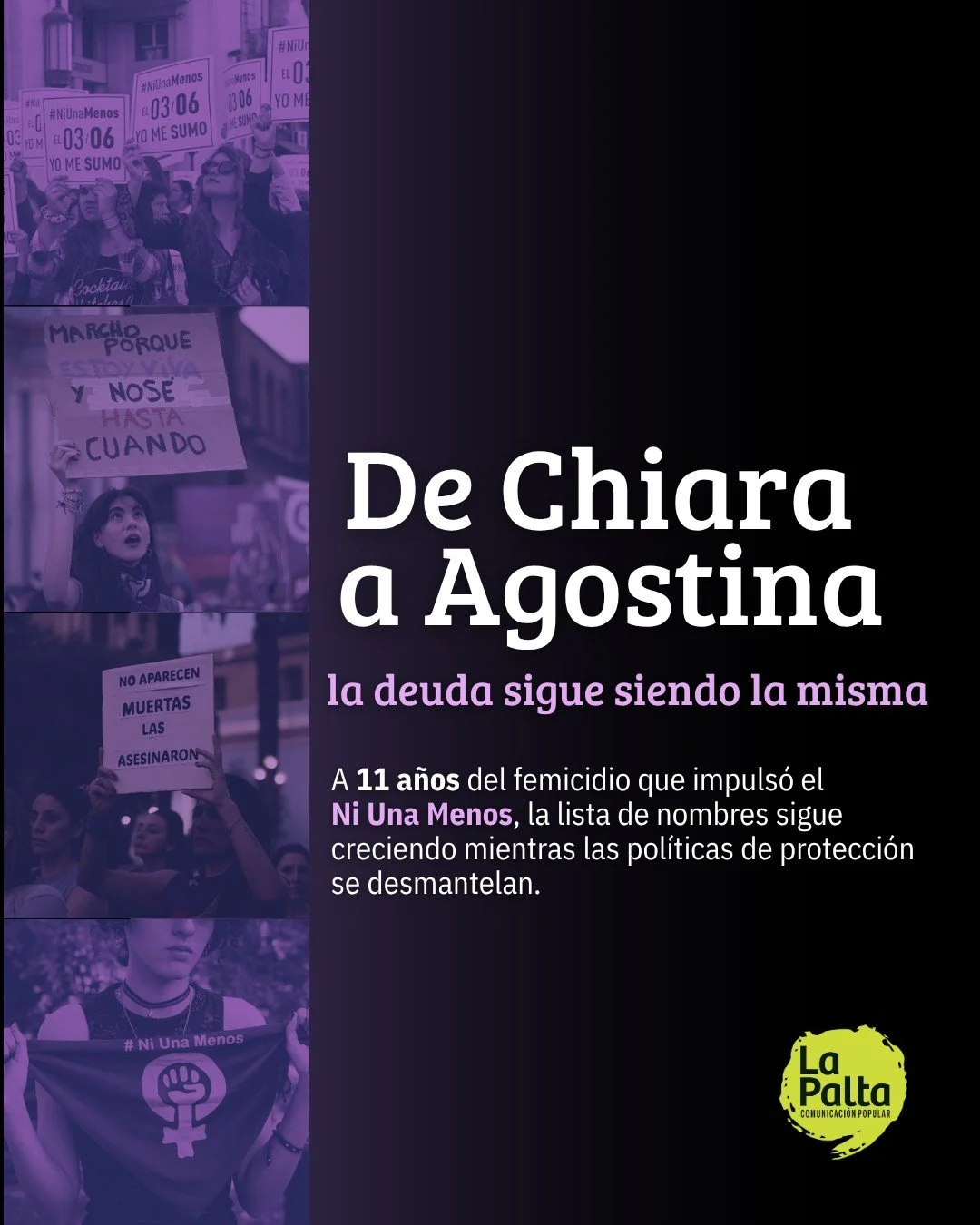 🪧 A m&aacute;s de una d&eacute;cada de la primera movilizaci&oacute;n de Ni Una Menos &iquest;Cambi&oacute;  algo en la perspectiva de la sociedad Argentina?

👉  Detr&aacute;s de las estad&iacute;sticas hay realidades que obligan a poner en cuesti&