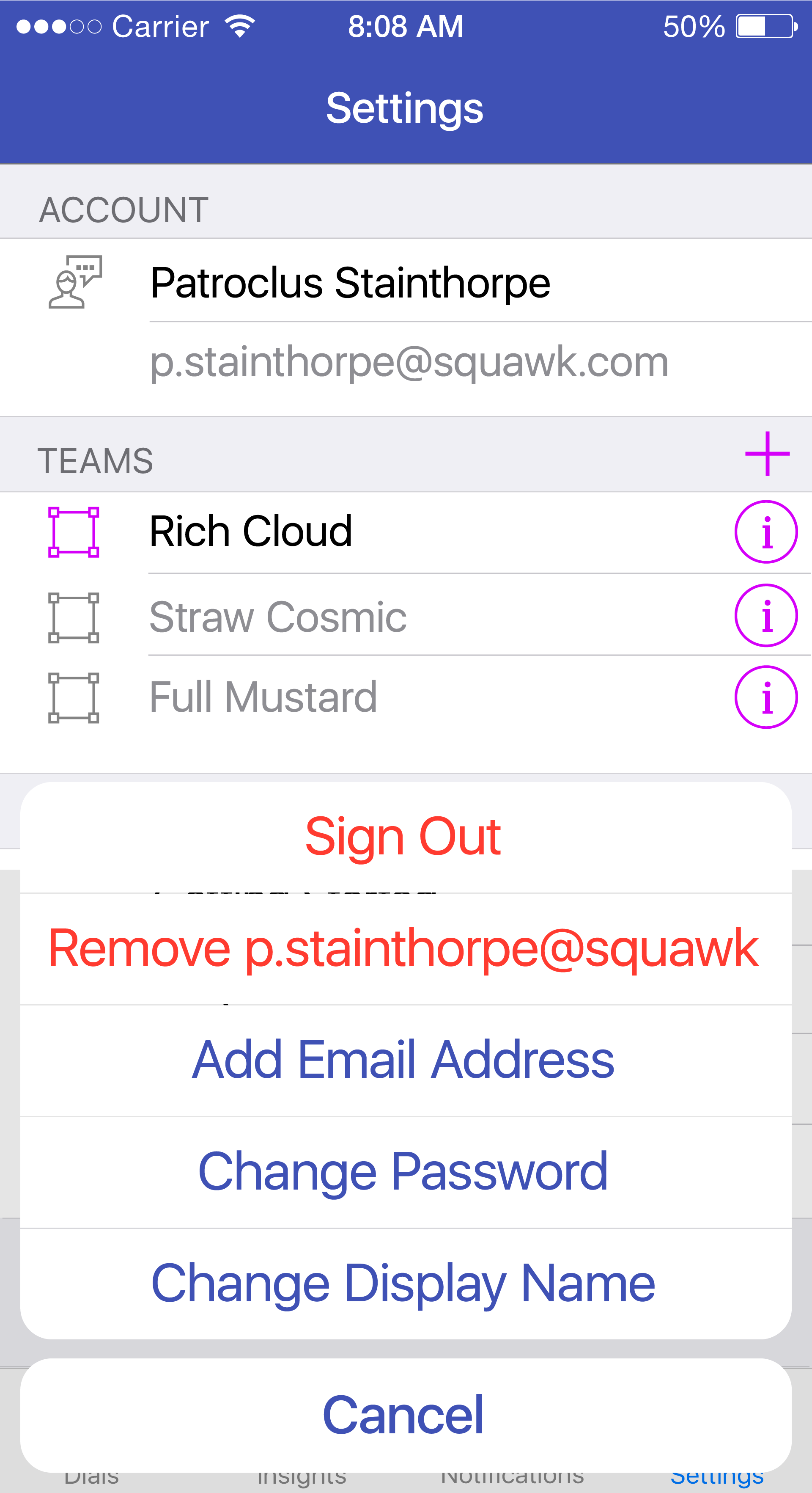 Account Settings Screen