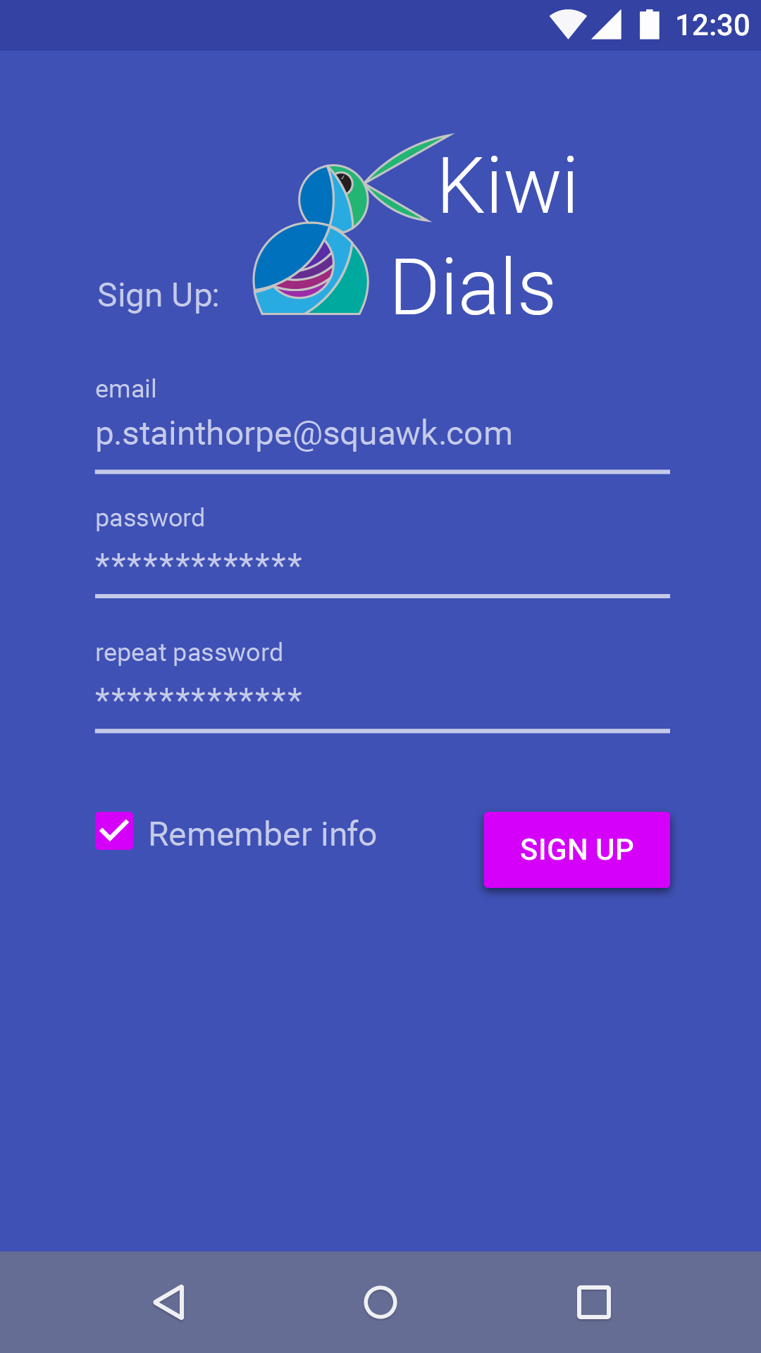 Sign Up Screen