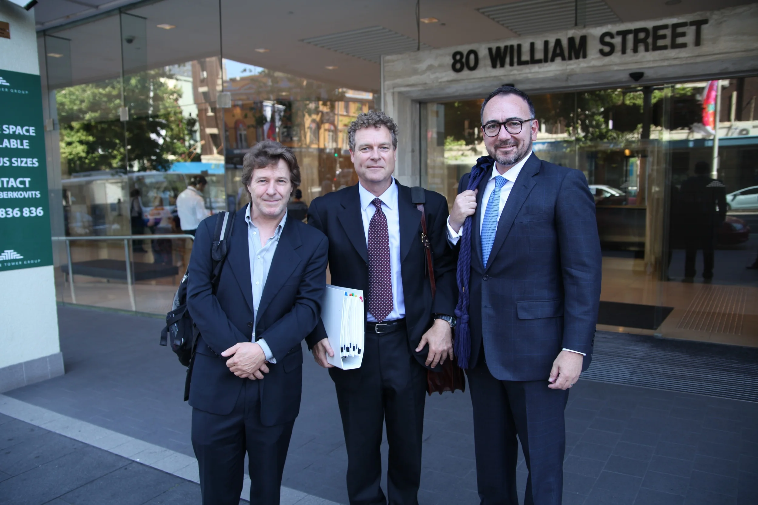 The Three AMIGOS Ray Argall (pres ADG), Greg Duffy (briefing solicitor) and David Chin (barrister) outside Fair Work Australia 21 November 2014