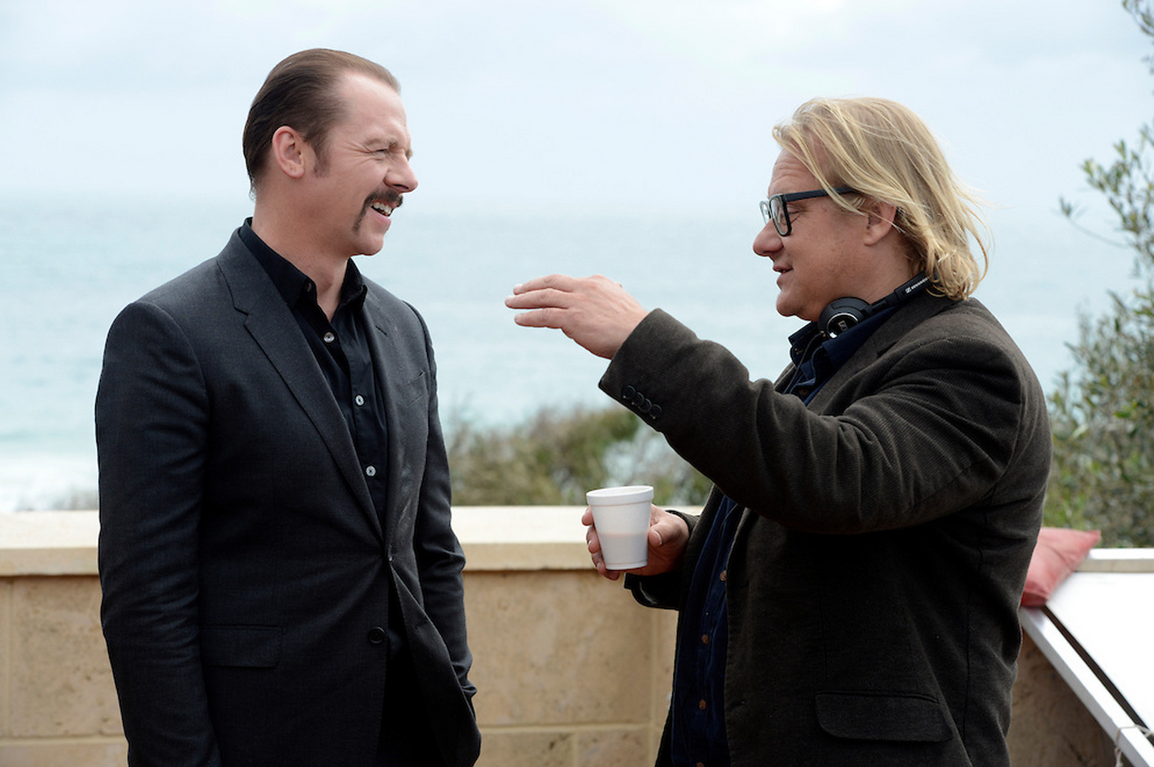 With Simon Pegg on the set of Kill Me Three Times