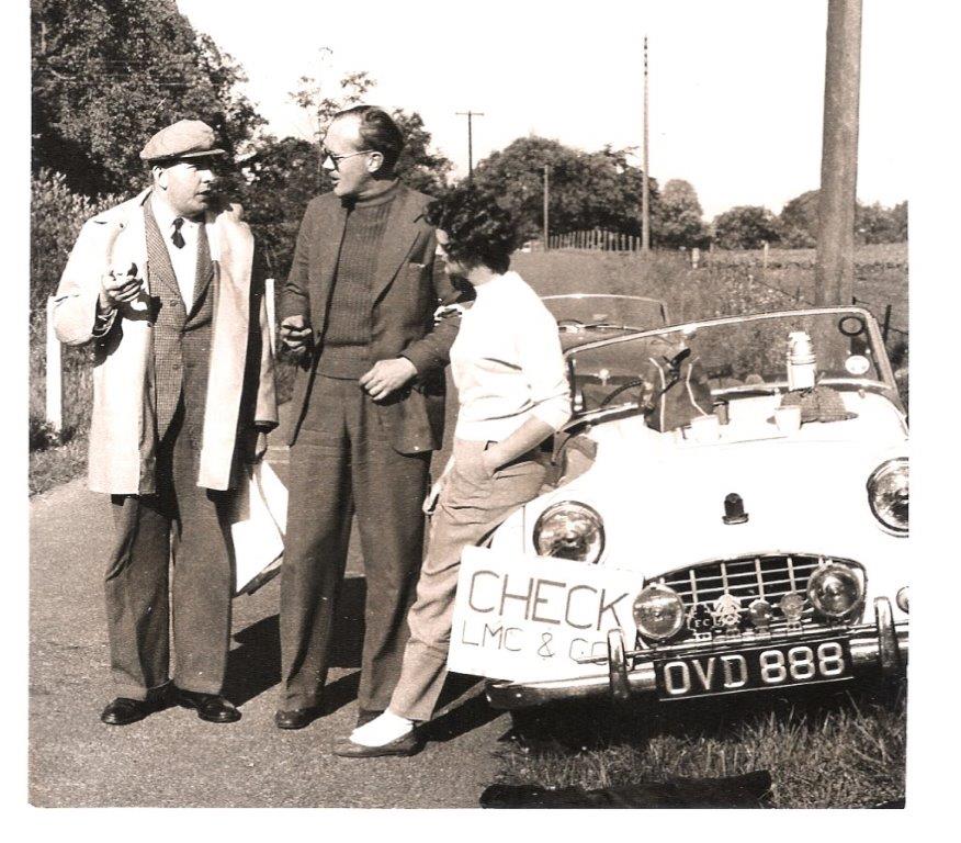 Anne and Ian Brown at a control on a Lanarkshirte Car Club event with Gilbert Harper (left)