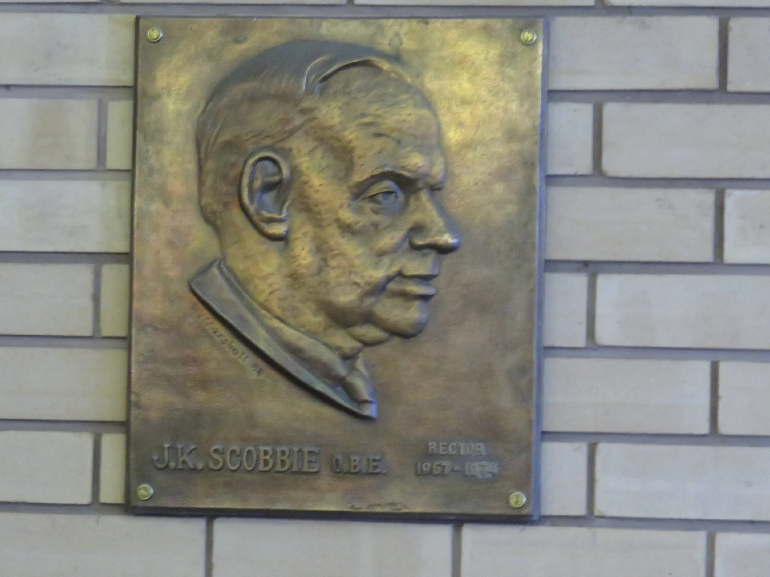 James K Scobbie plaque in Dalziel library