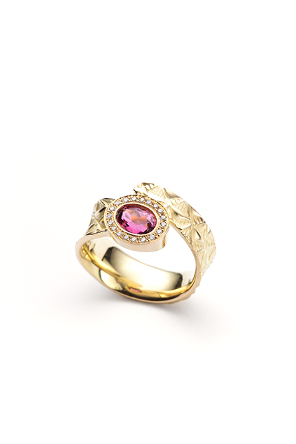 18k, pink tourmaline and diamonds