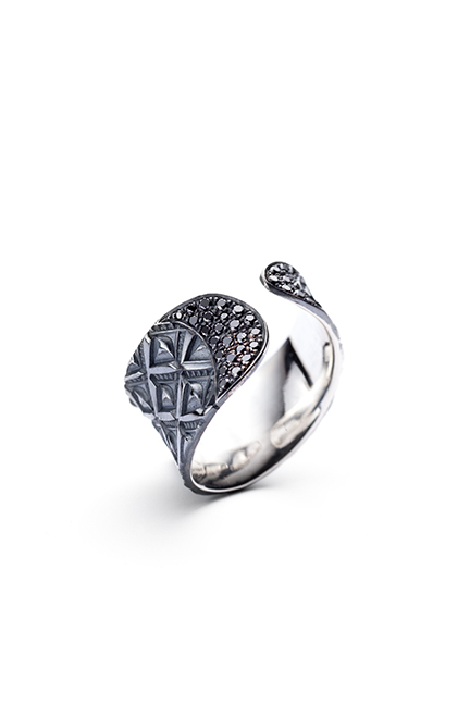 sterling silver and black diamonds.