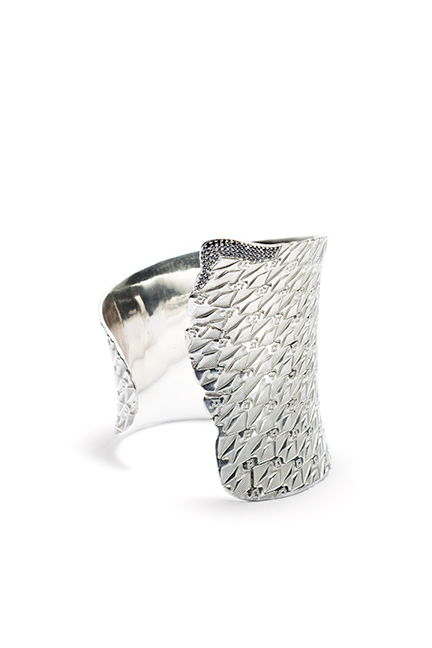 sterling silver and black diamonds.