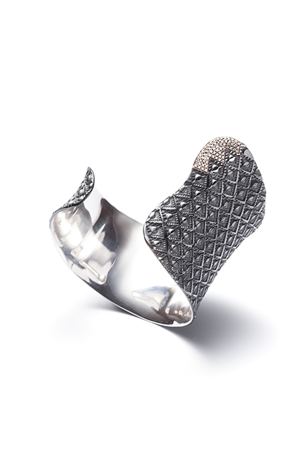 sterling silver and diamonds.