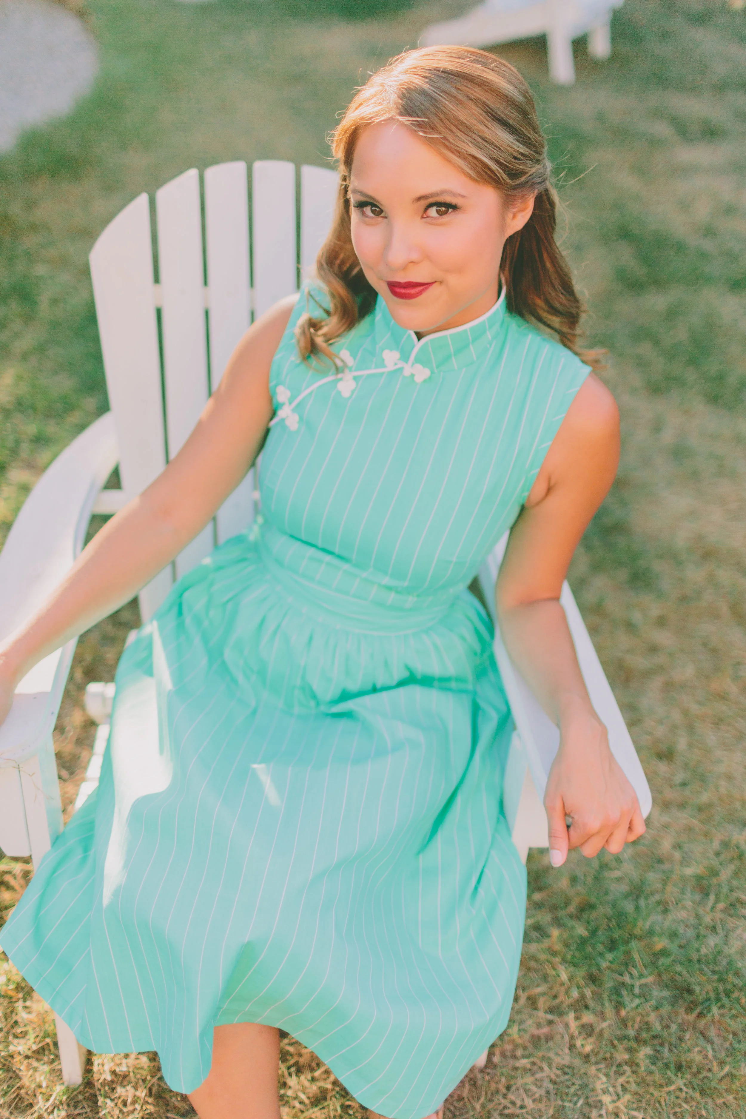 The Wanderer cheongsam style dress with full skirt, by Happy Yellow Dress