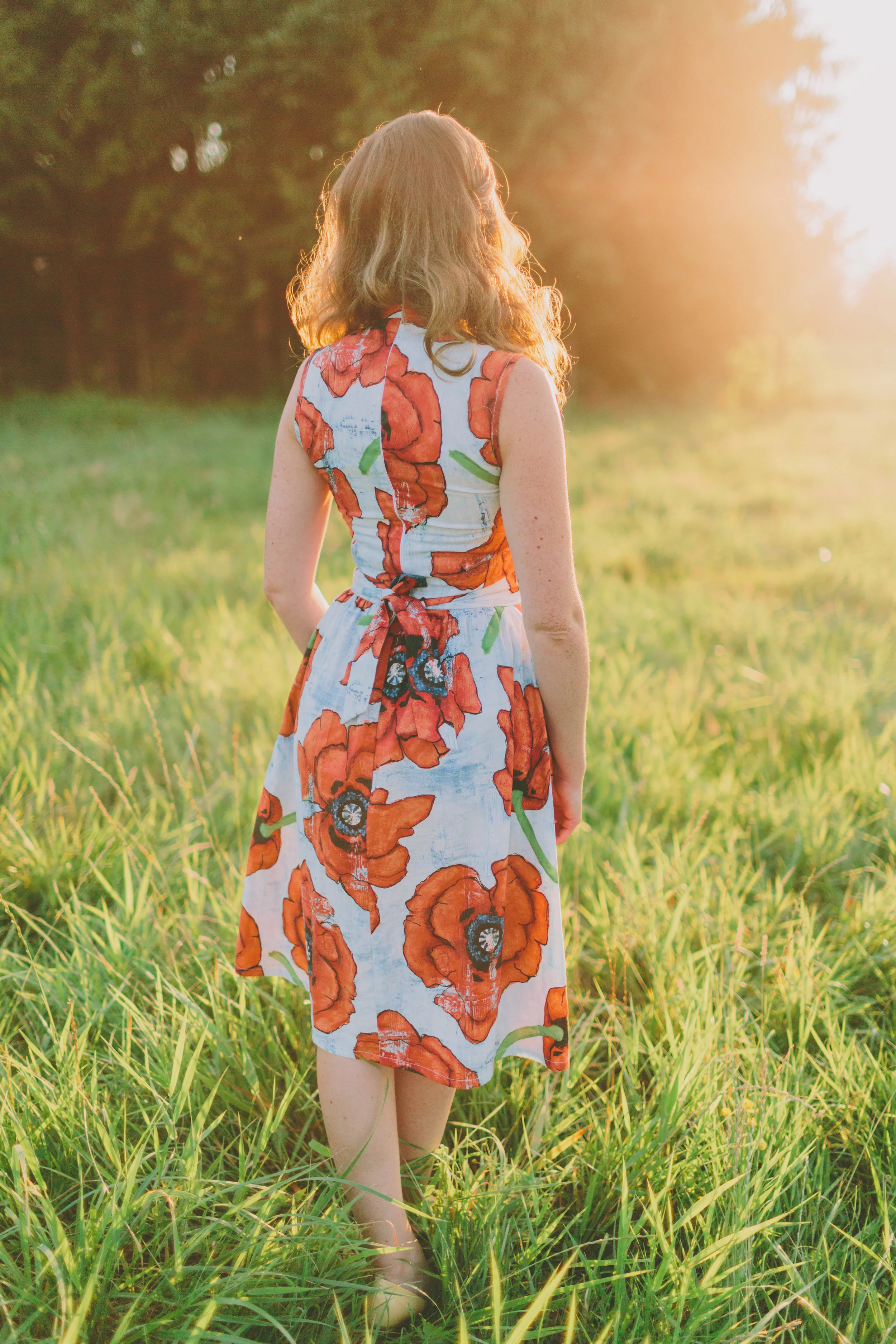 The Wanderer cheongsam style dress with full skirt in poppy, by Happy Yellow Dress