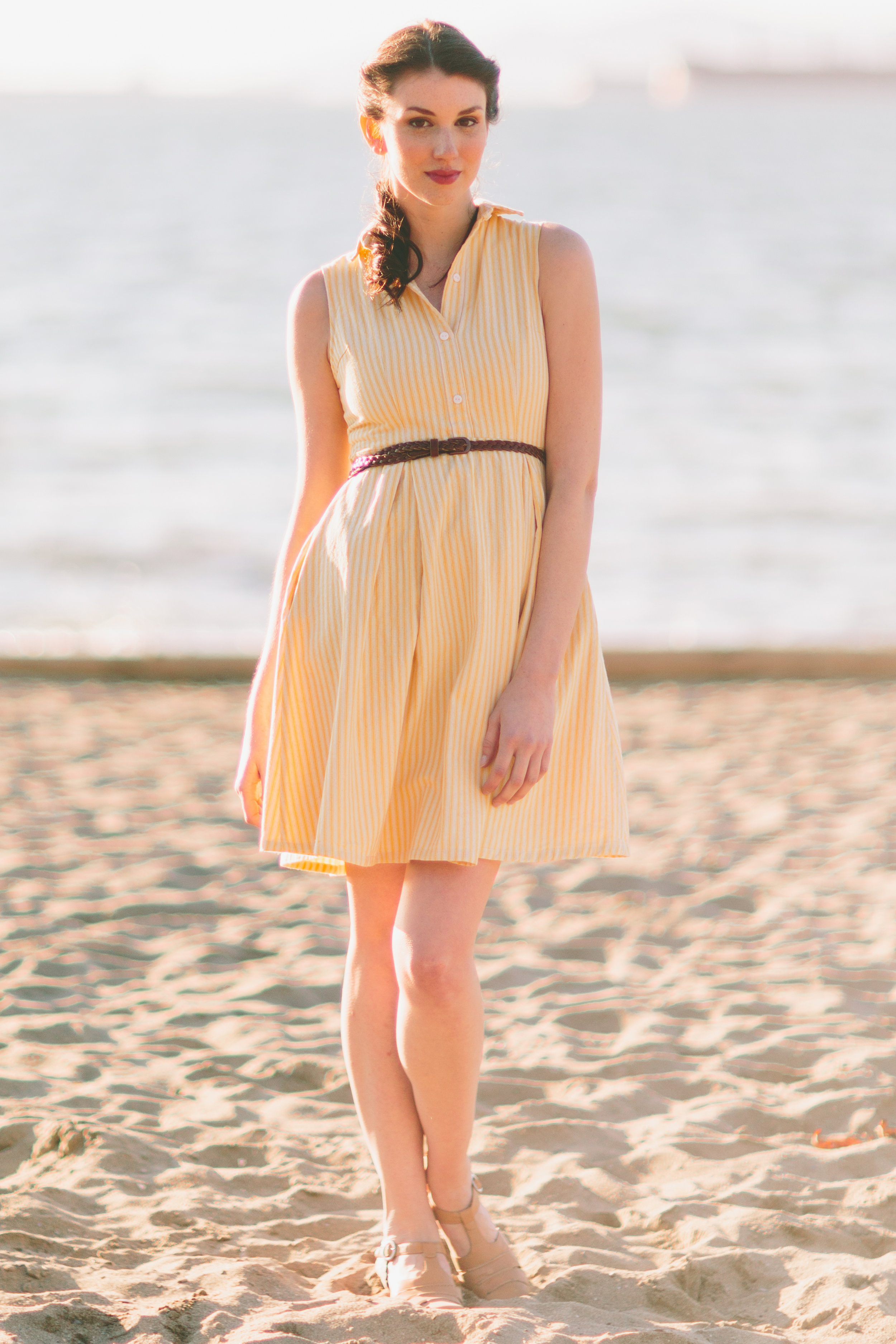 yellow striped shirt dress by happy yellow dress front view