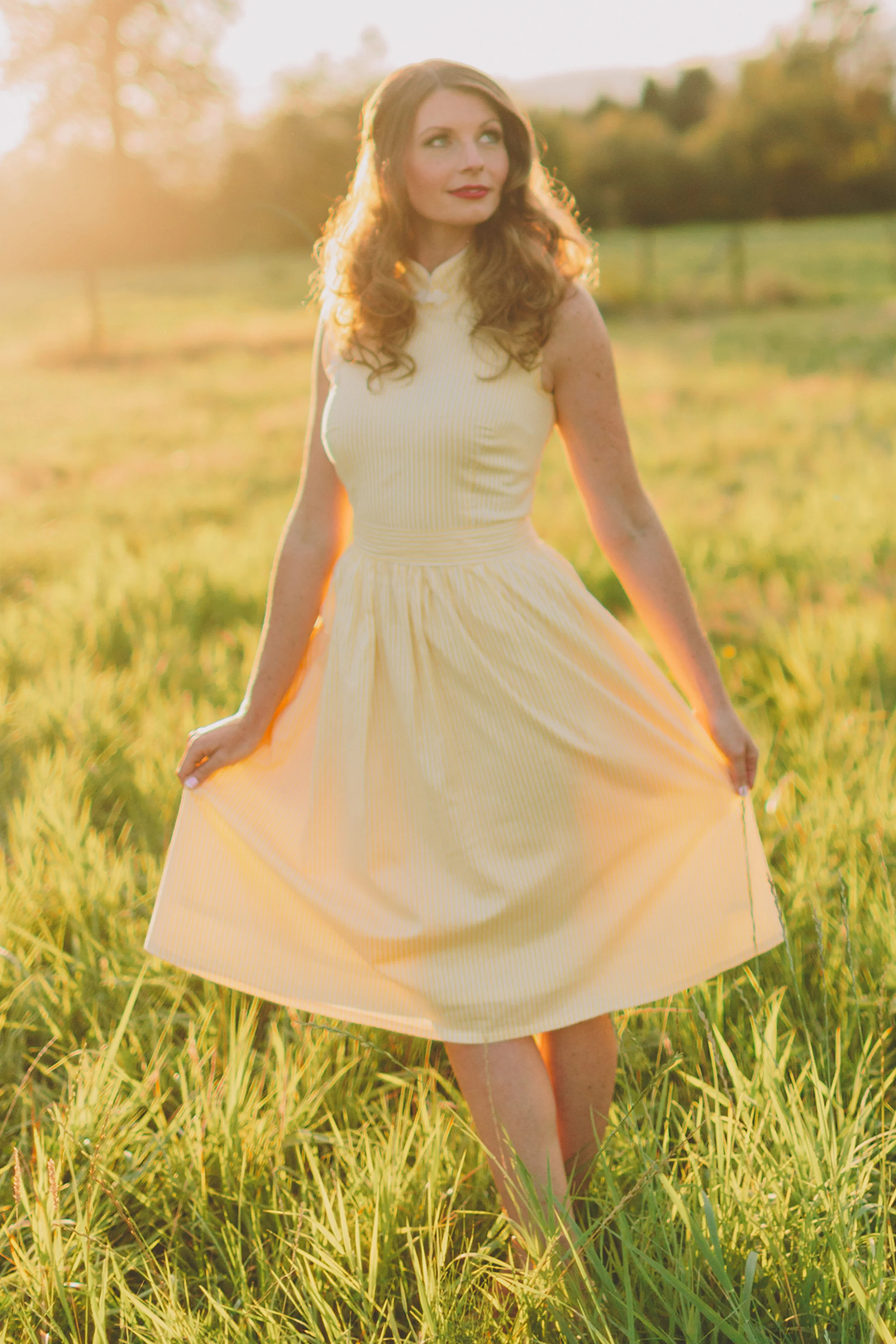 wanderer cheongsam style dress with full skirt by happy yellow dress