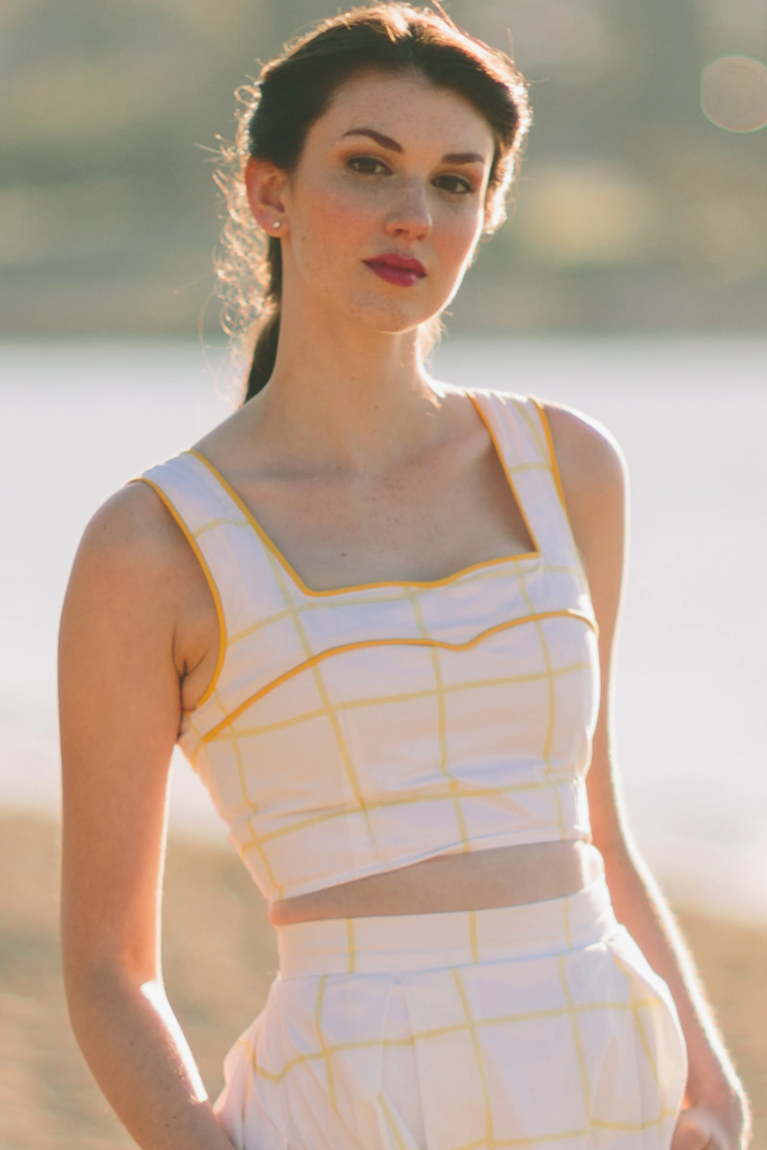 Hula Love crop top by happy yellow dress in yellow check