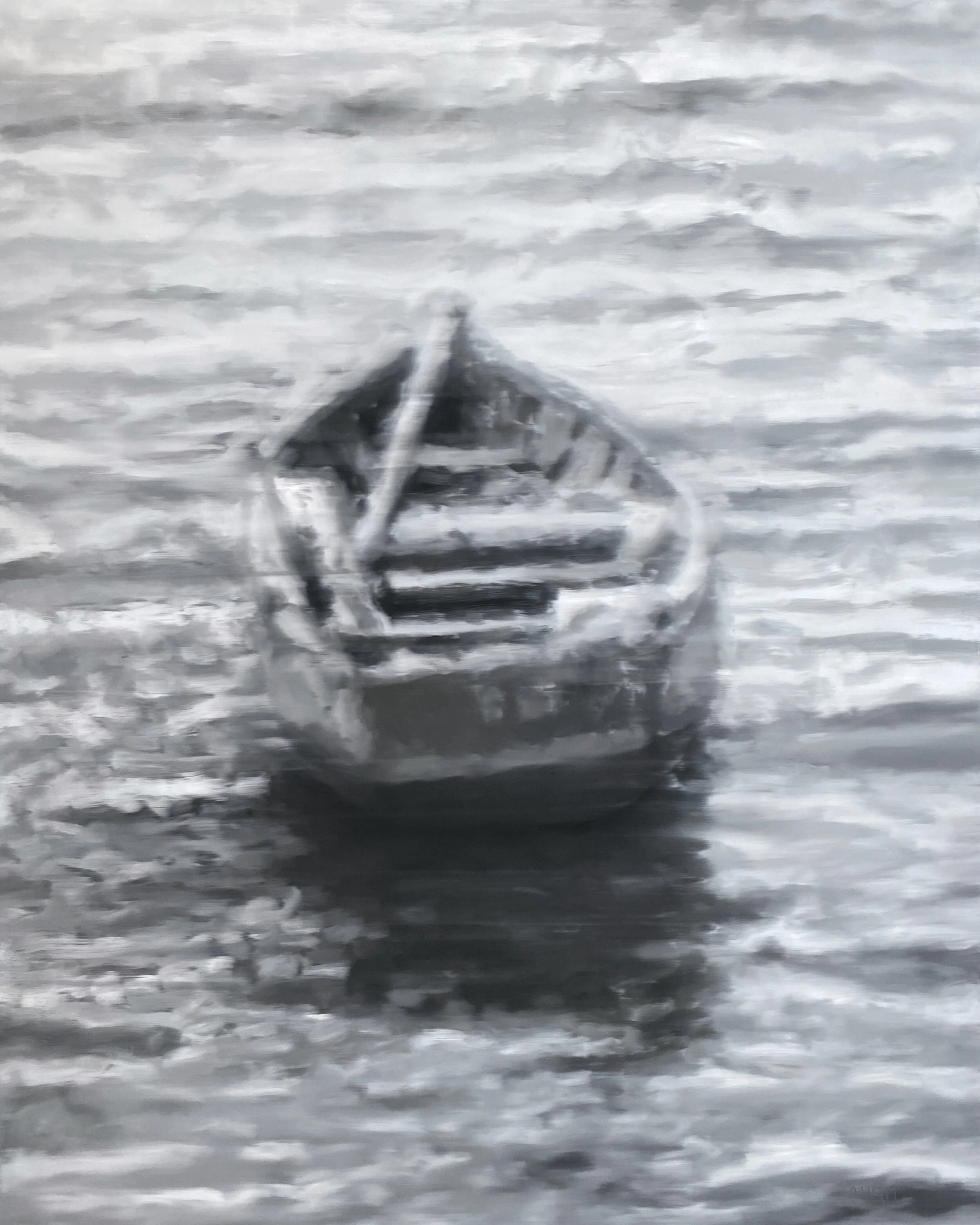   Every painting in this body of work begins in a naturalistic manner, painstakingly depicting as much detail as the hand and eye permit. After considerable care and control is given to grasp a clear image, I then introduce the element of chance into