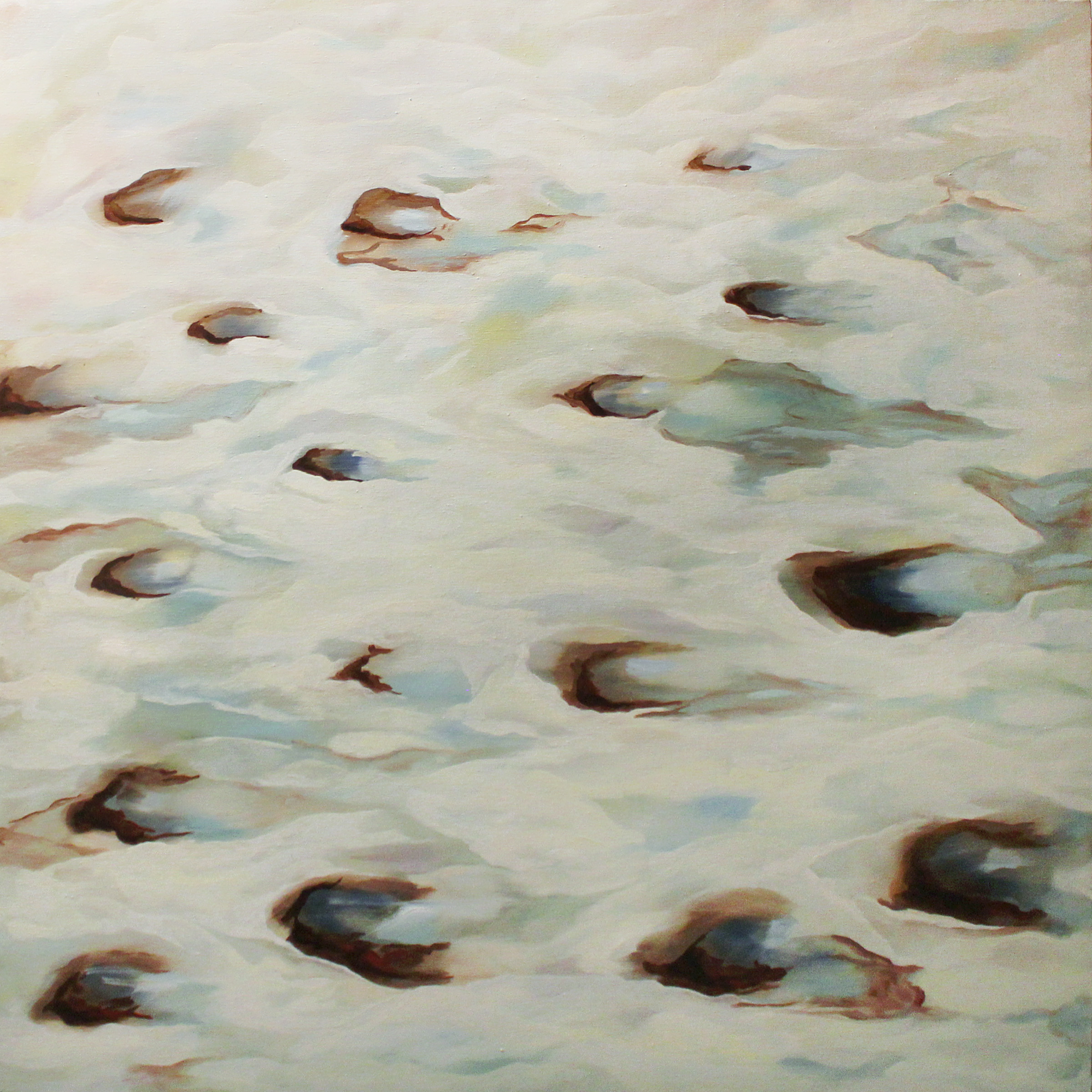 Thawing Tracks, 2009, 30 x 30", oil on canvas