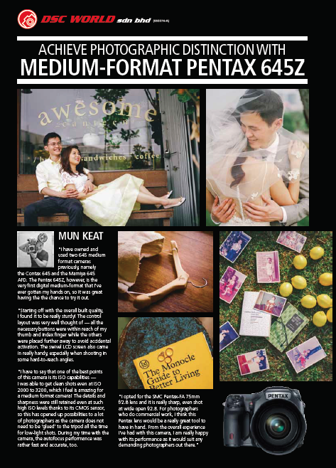 Pentax 645z review on Digital Camera Magazine in May 2015