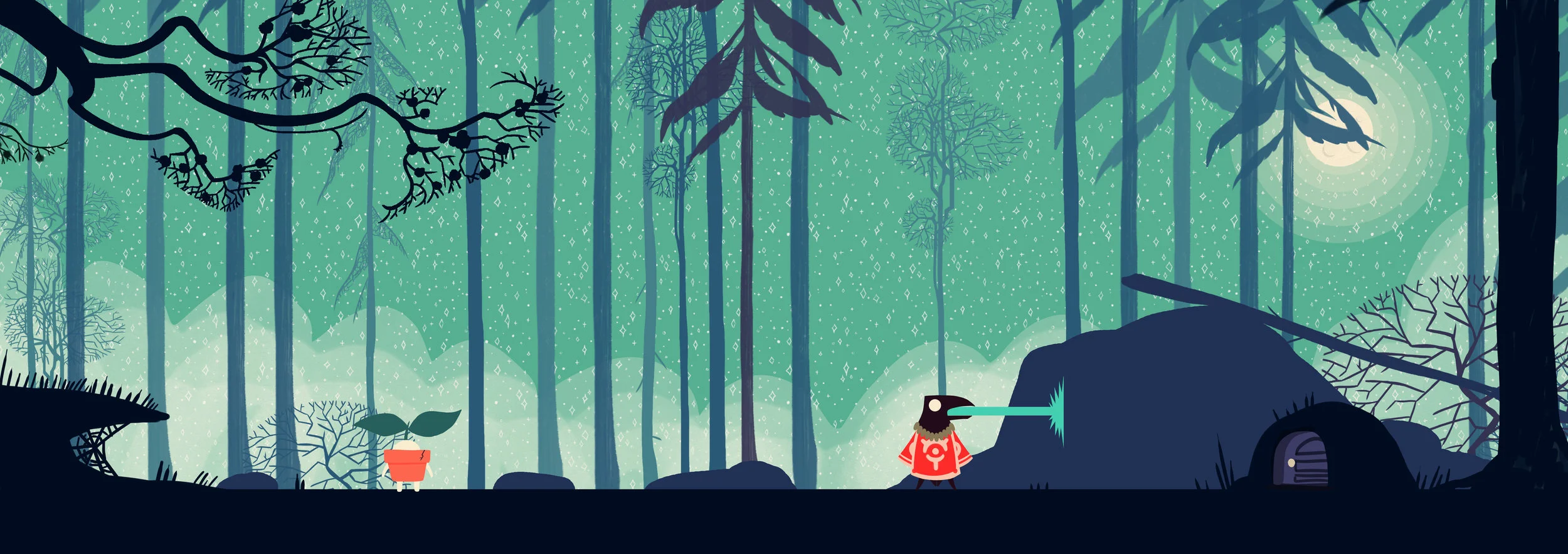 Designs for the game Grow. Made for Game Makers Iceland game jam, winner of best visuals.