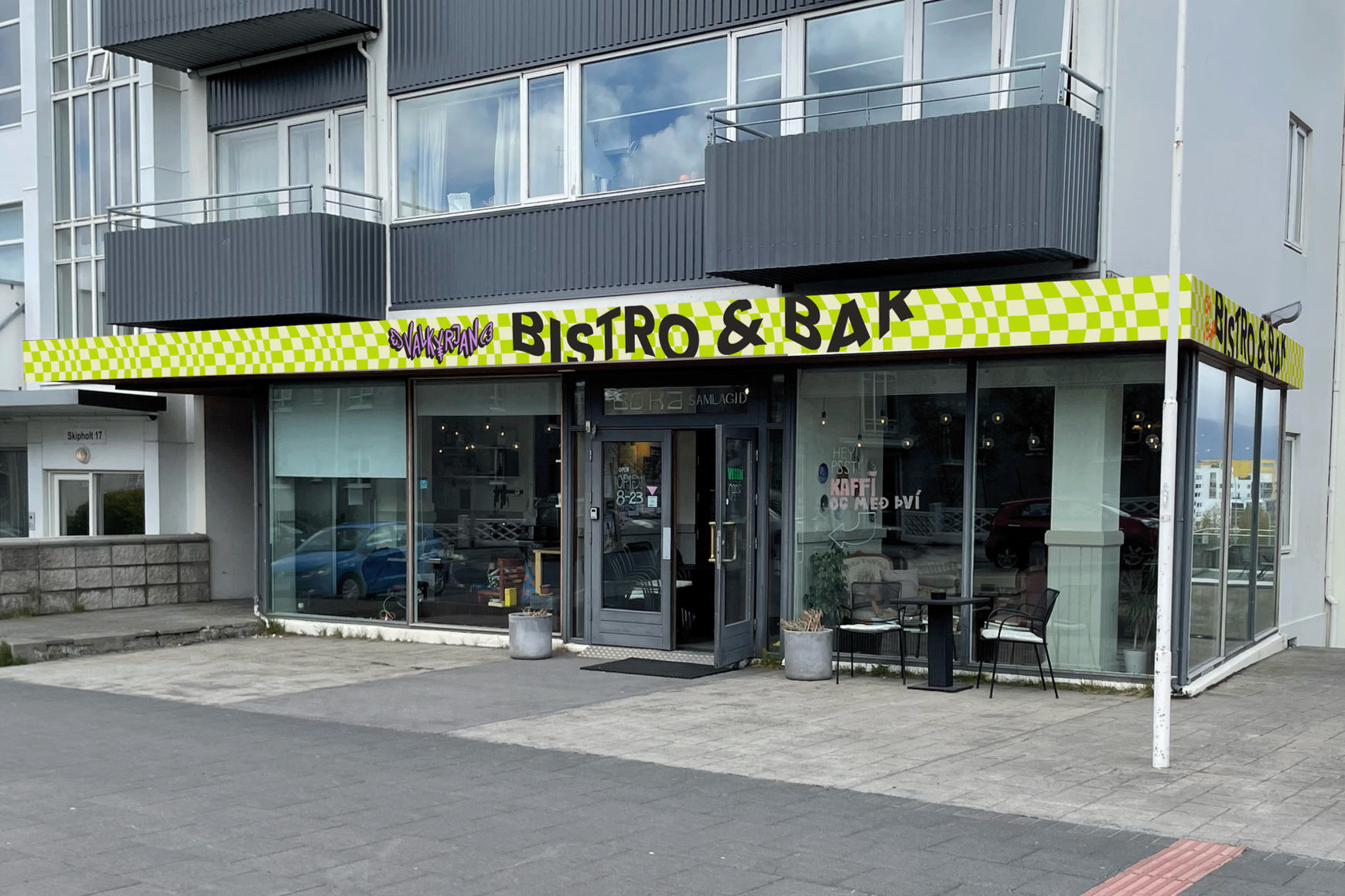 The sign outside the restaurant.