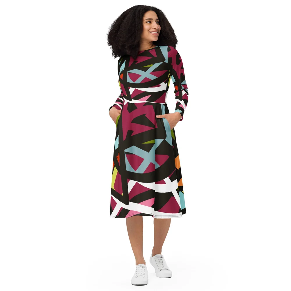 slim fit dress slacks Jordana Long Sleeve Waist Tie Ribbed Midi Dress Beige main image 1