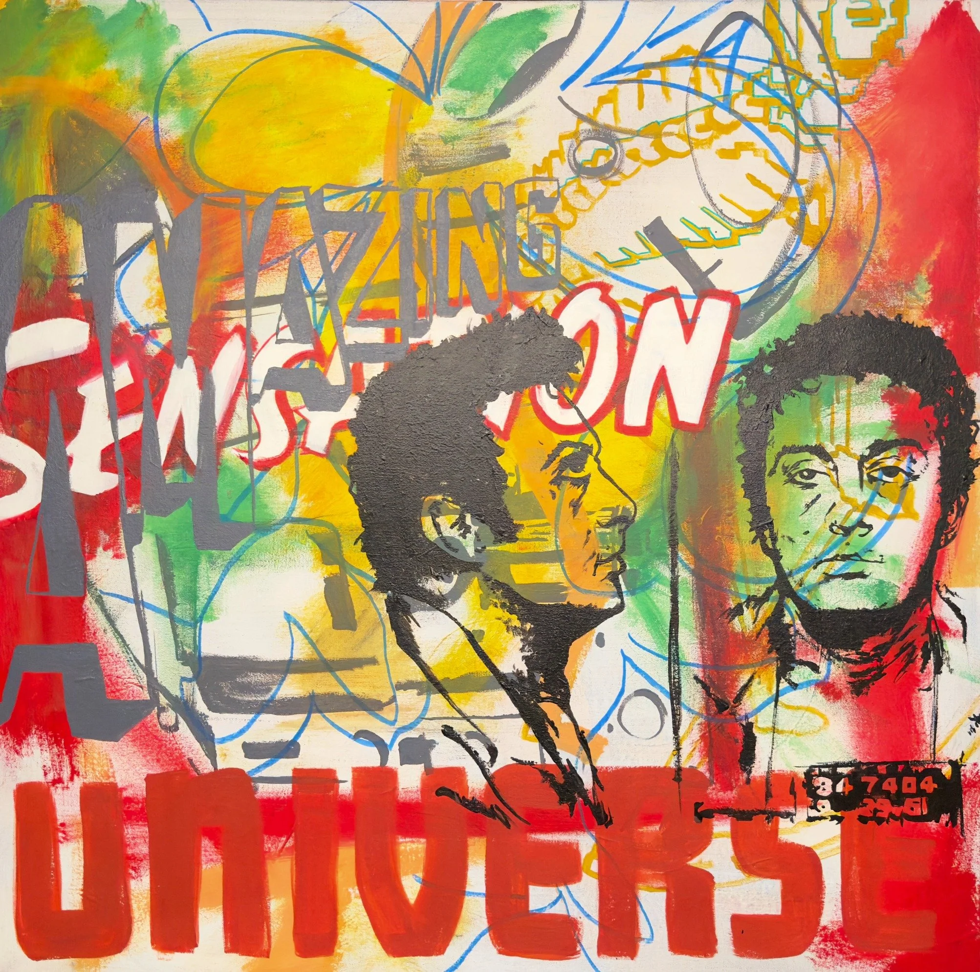 Amazing Sensation Universe, acrylics on canvas, 32”x32”, 2013